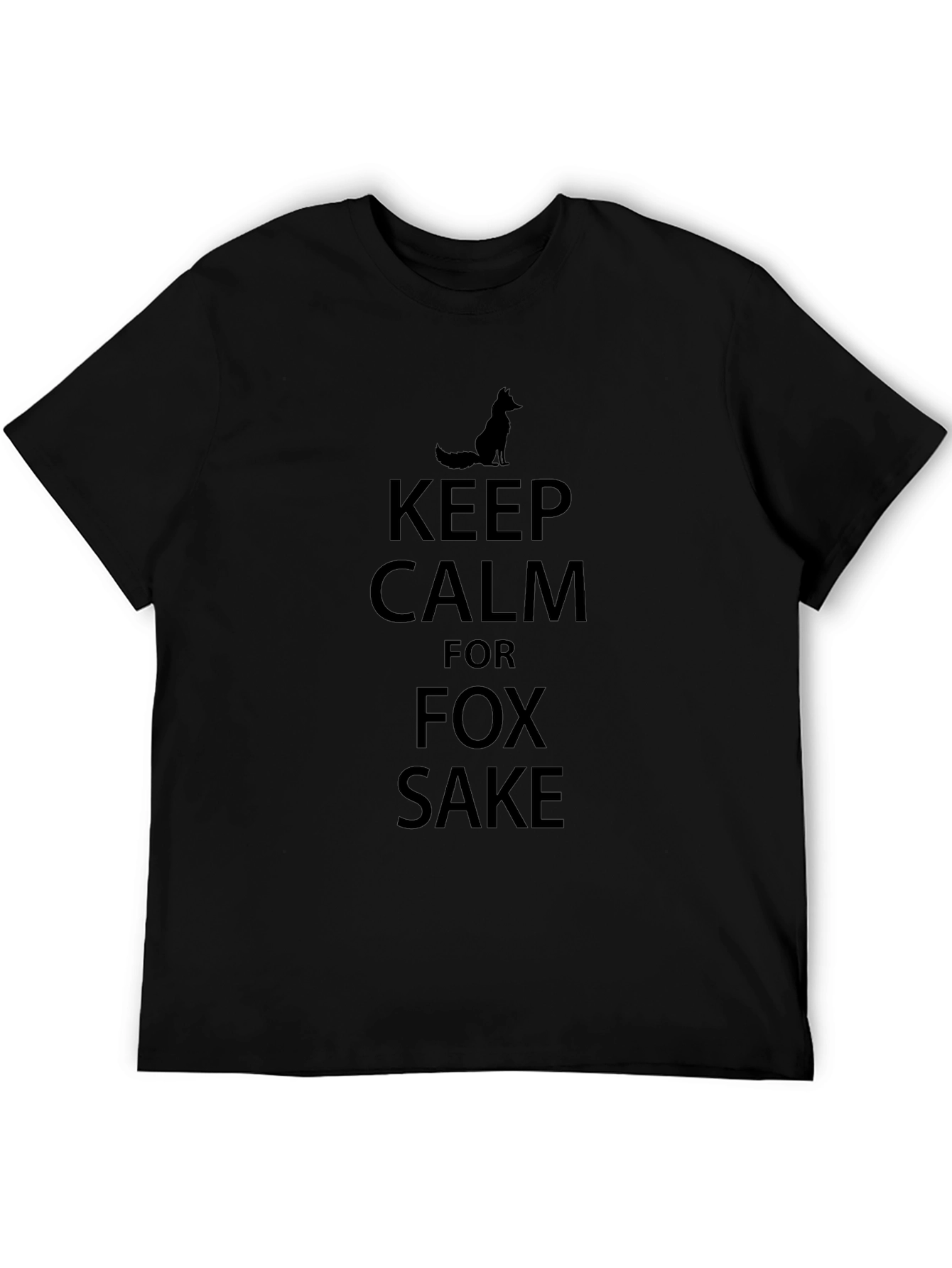 Keep Calm Fox Sake Black Graphic T-Shirt