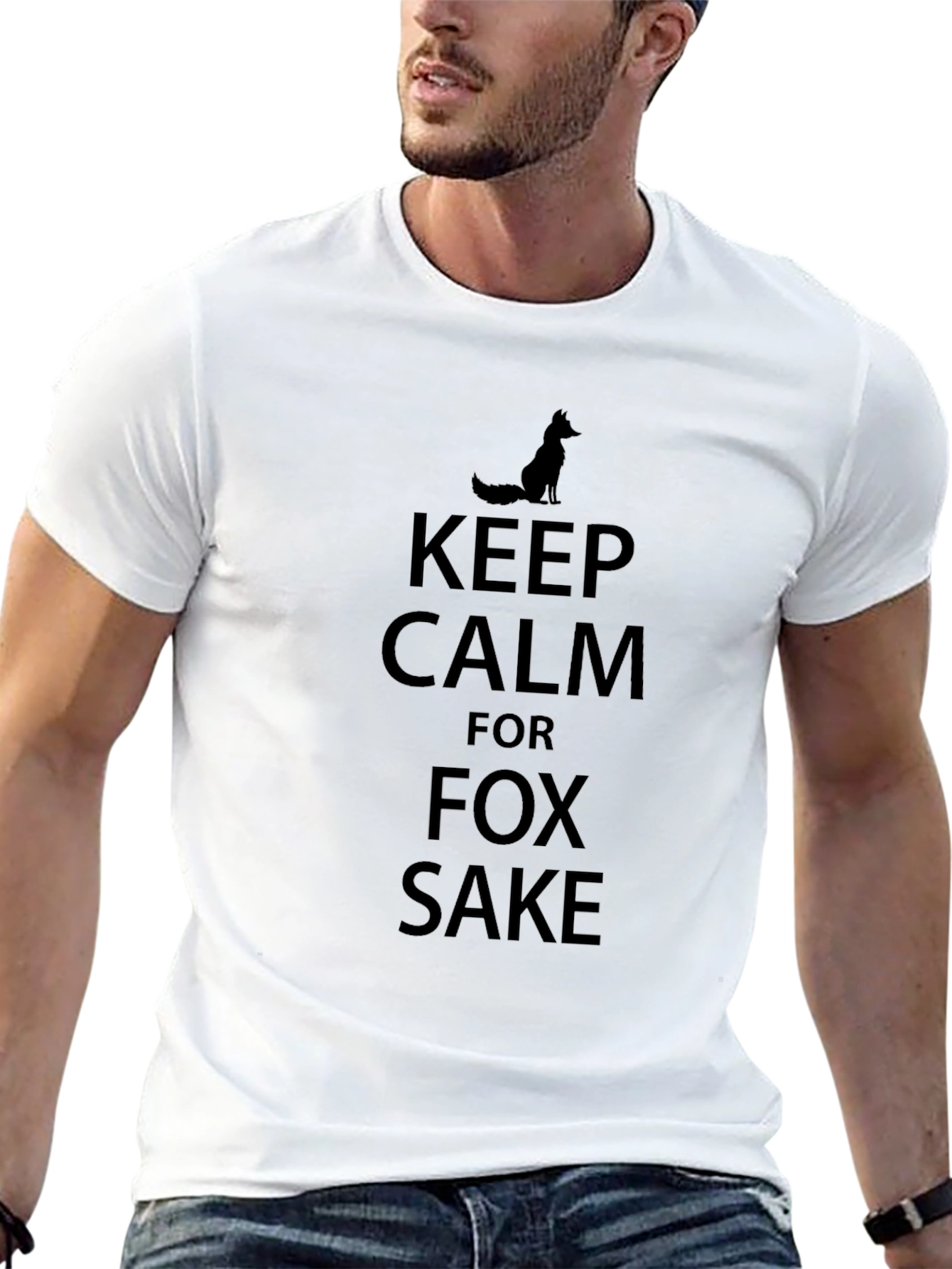 Keep Calm Fox Sake Black Graphic T-Shirt