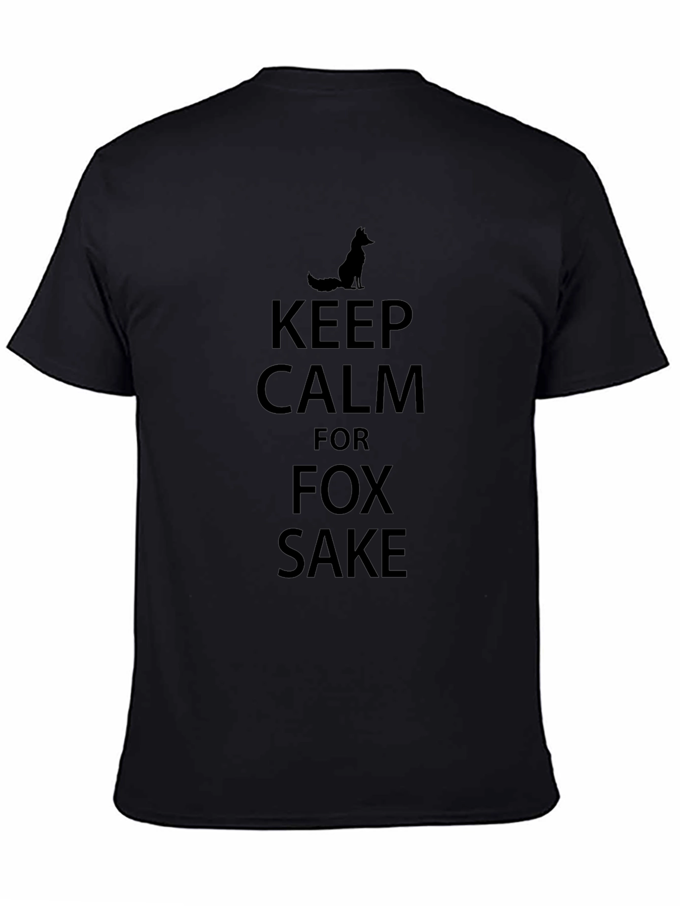 Keep Calm Fox Sake Black Graphic T-Shirt