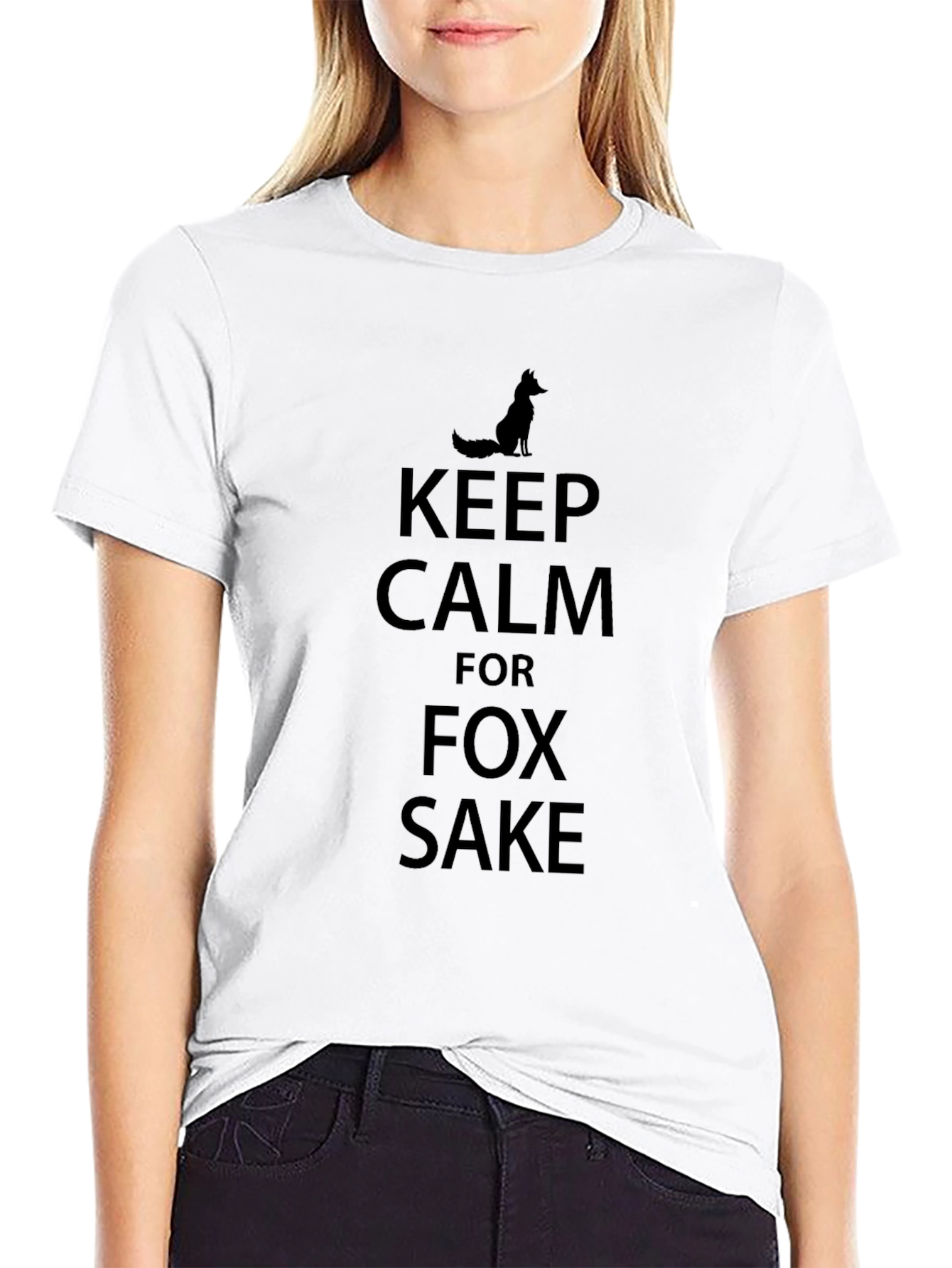 Keep Calm Fox Sake Black Graphic T-Shirt