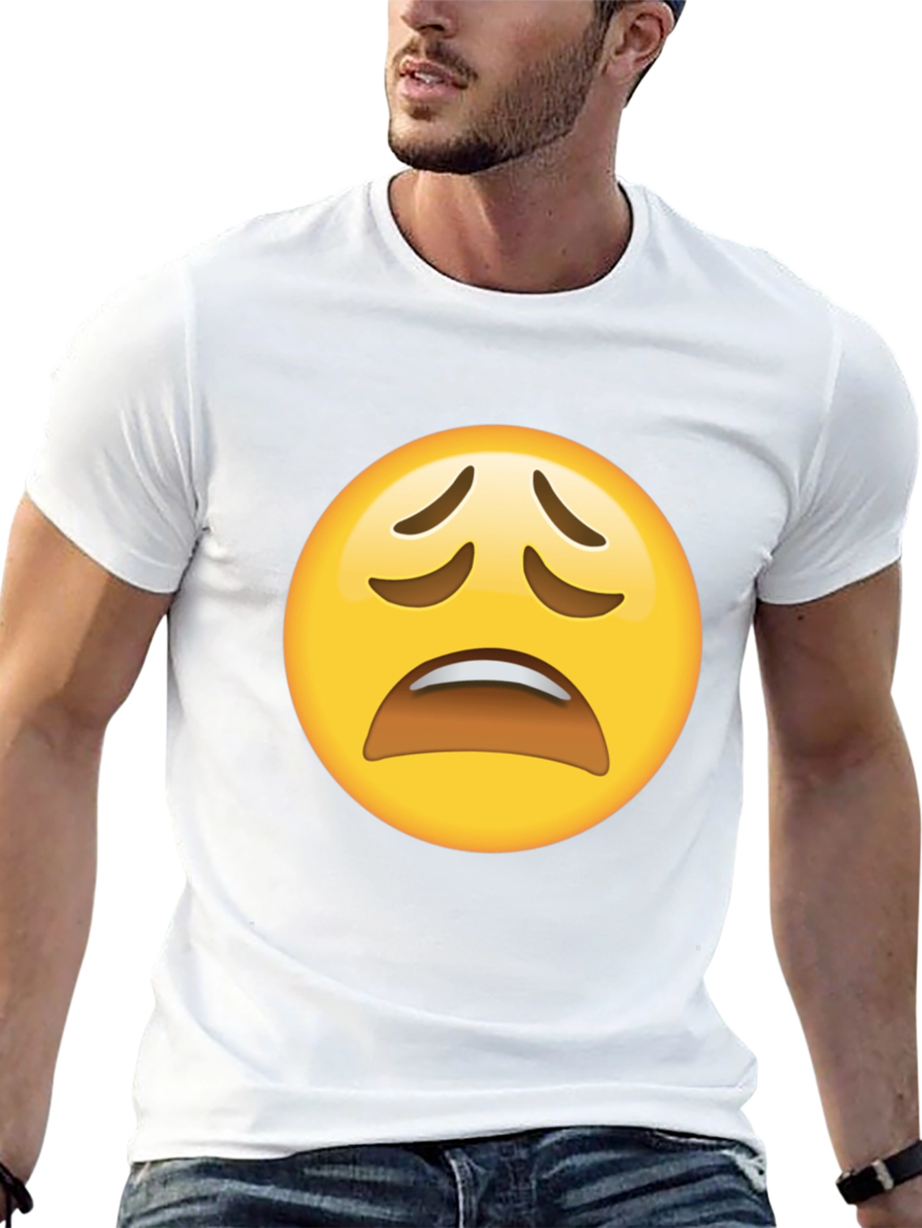 Distressed Emoji Graphic Black T-Shirt