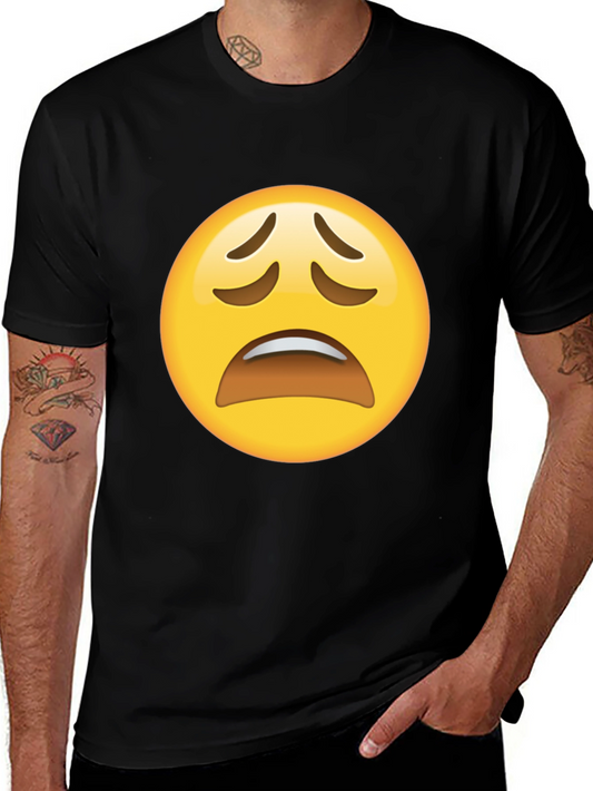 Distressed Emoji Graphic Black T-Shirt
