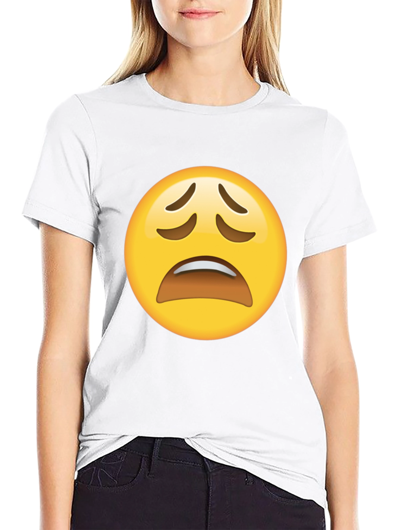 Distressed Emoji Graphic Black T-Shirt