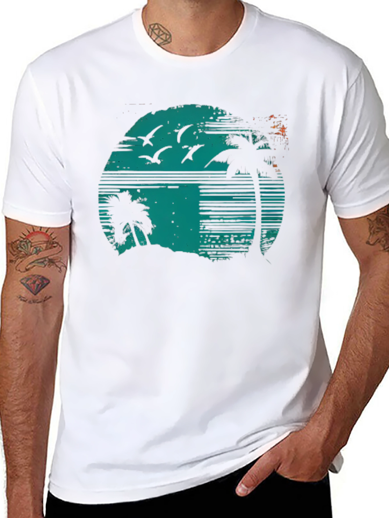 Retro Sunset Palm Tree Graphic Tee