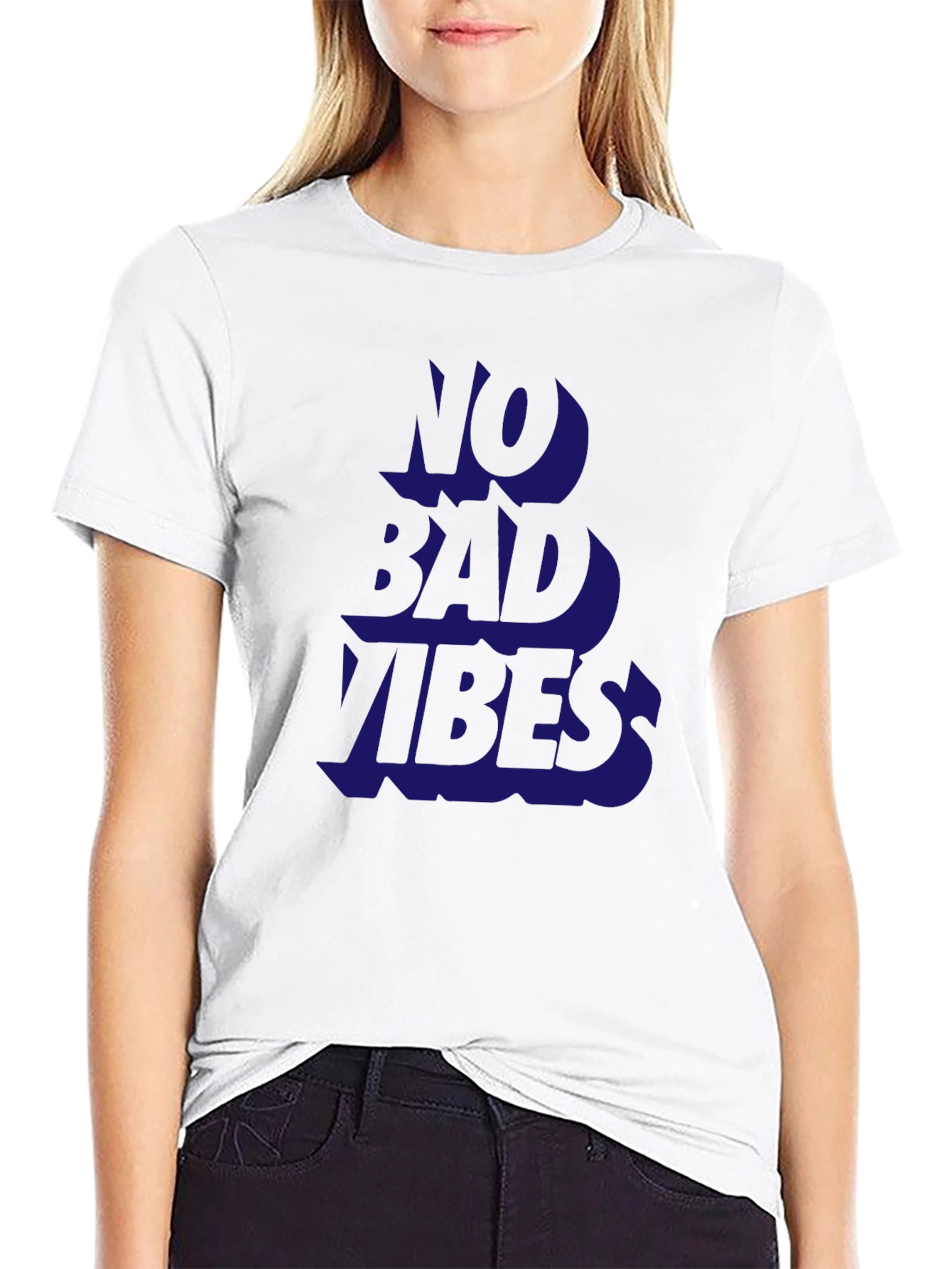 No Bad Vibes Black Graphic T-Shirt