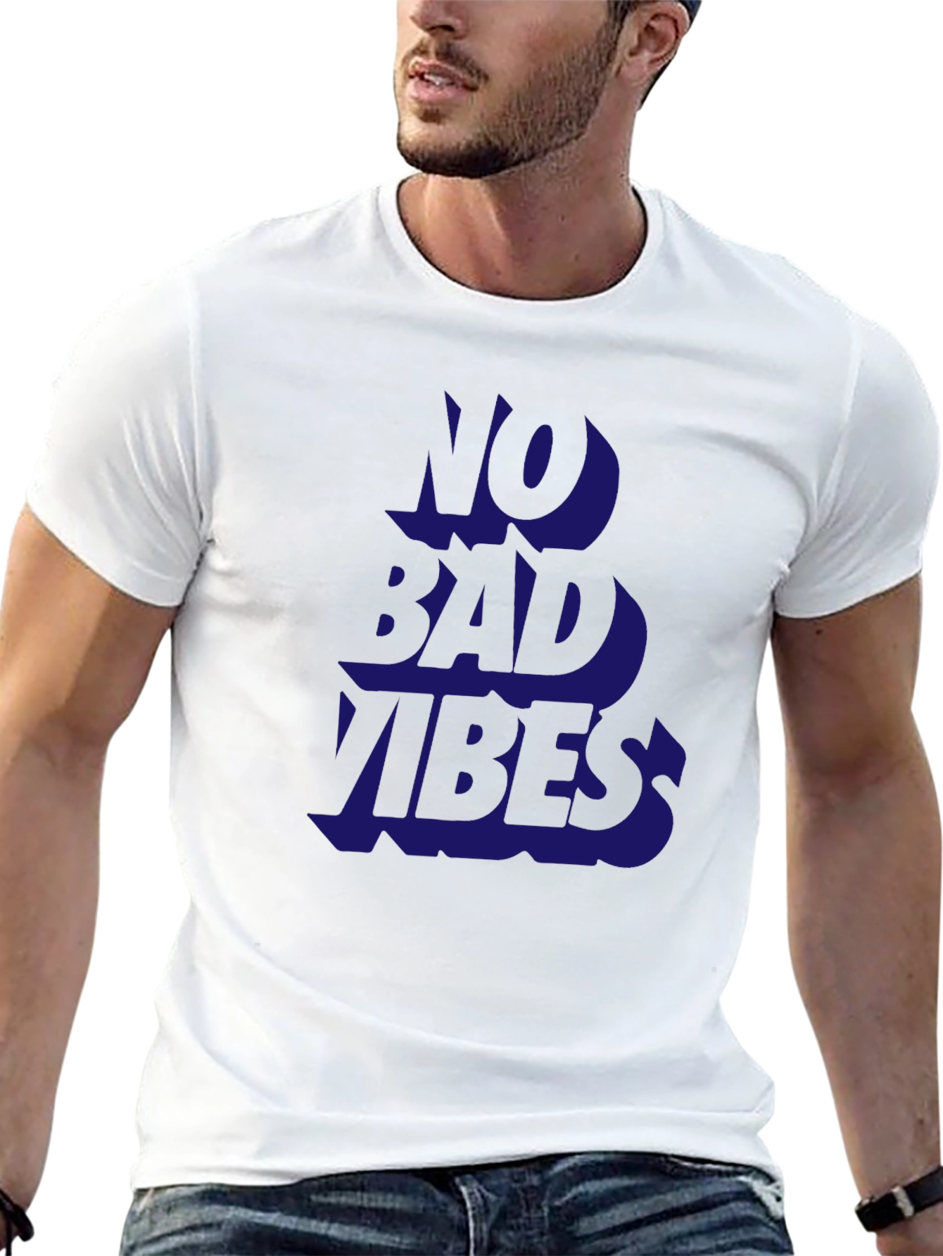 No Bad Vibes Black Graphic T-Shirt