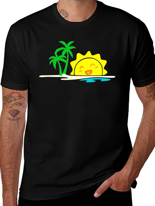 Tropical Sun Graphic Black T-Shirt