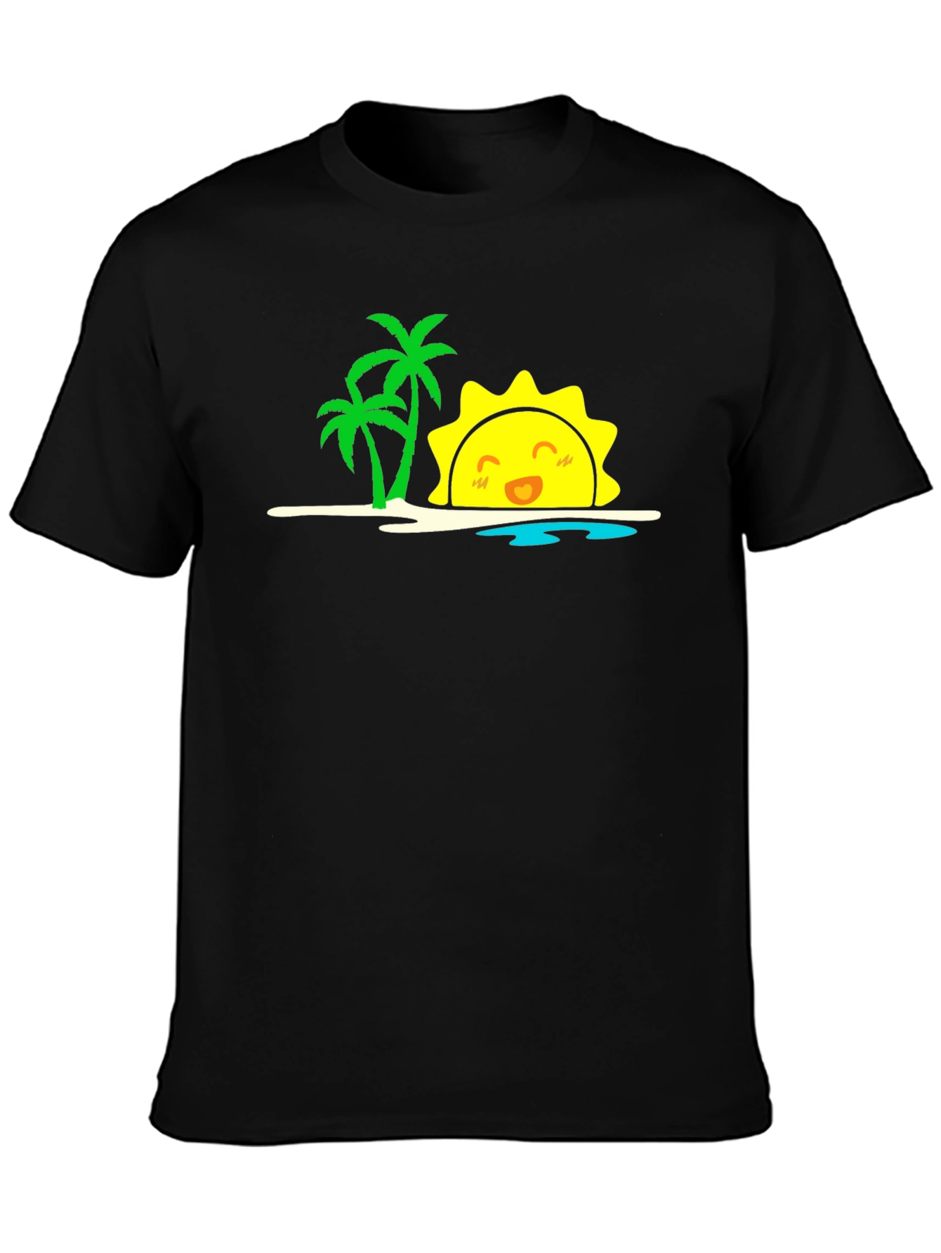 Tropical Sun Graphic Black T-Shirt