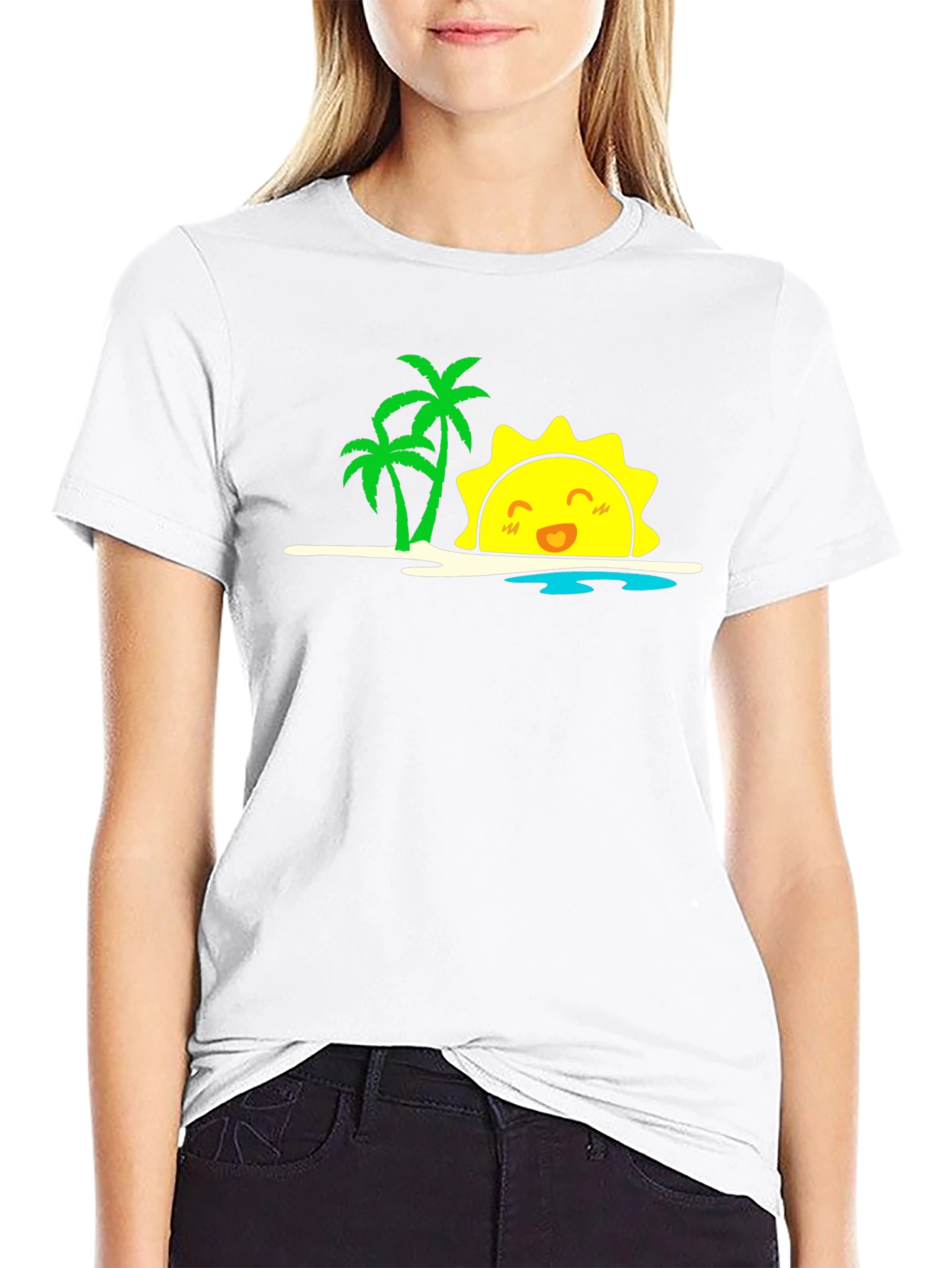 Tropical Sun Graphic Black T-Shirt