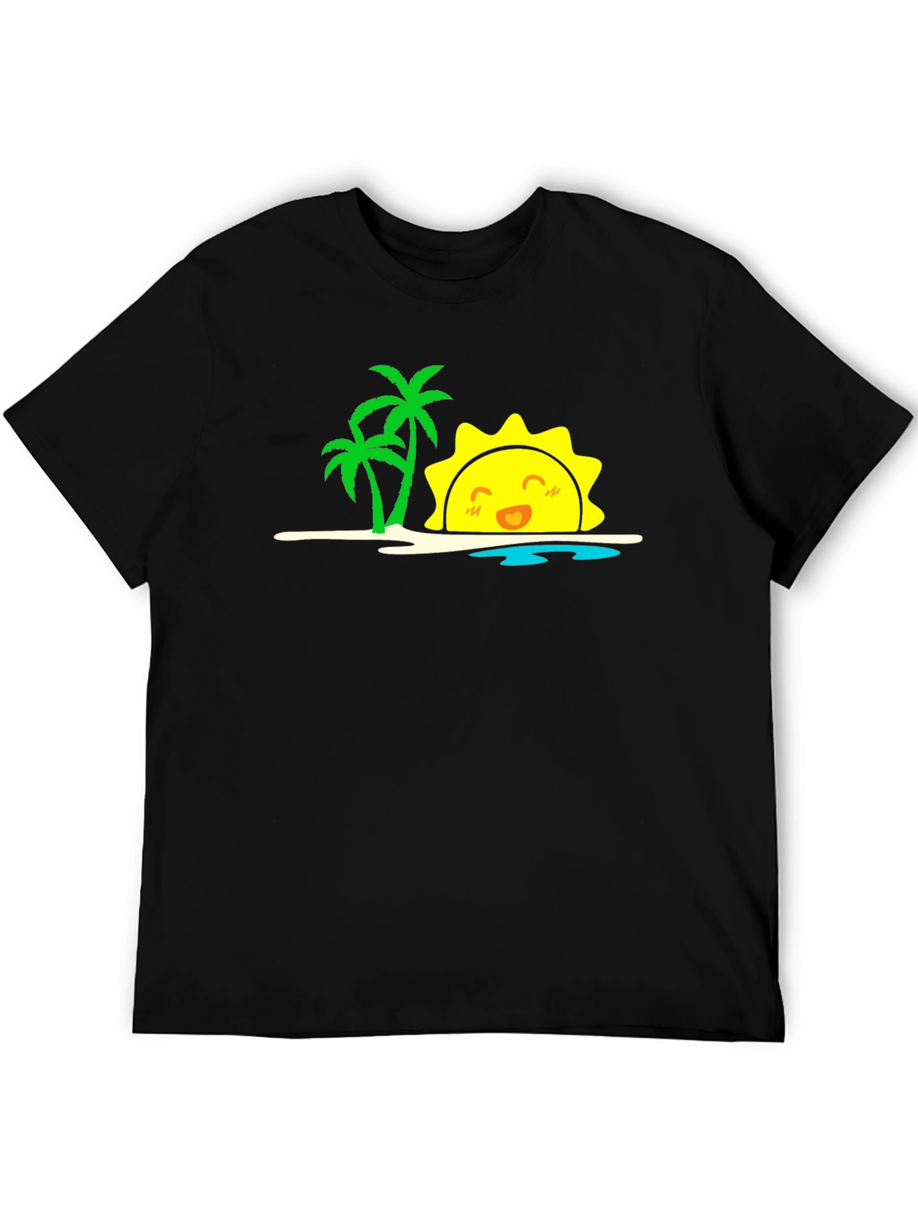 Tropical Sun Graphic Black T-Shirt