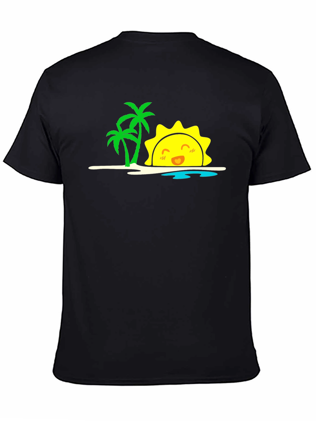 Tropical Sun Graphic Black T-Shirt