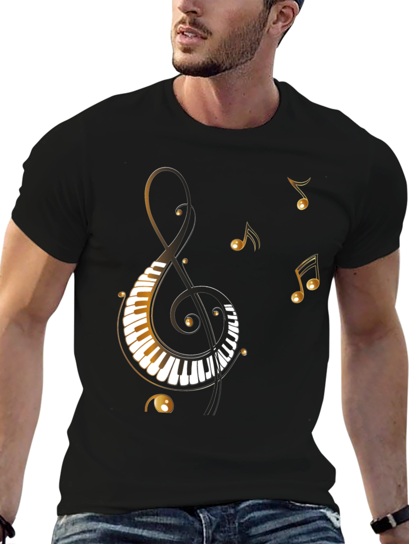 Musical Notes Piano Clef Graphic T-Shirt