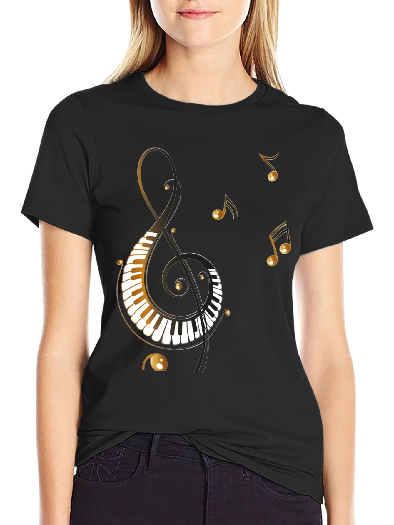 Musical Notes Piano Clef Graphic T-Shirt