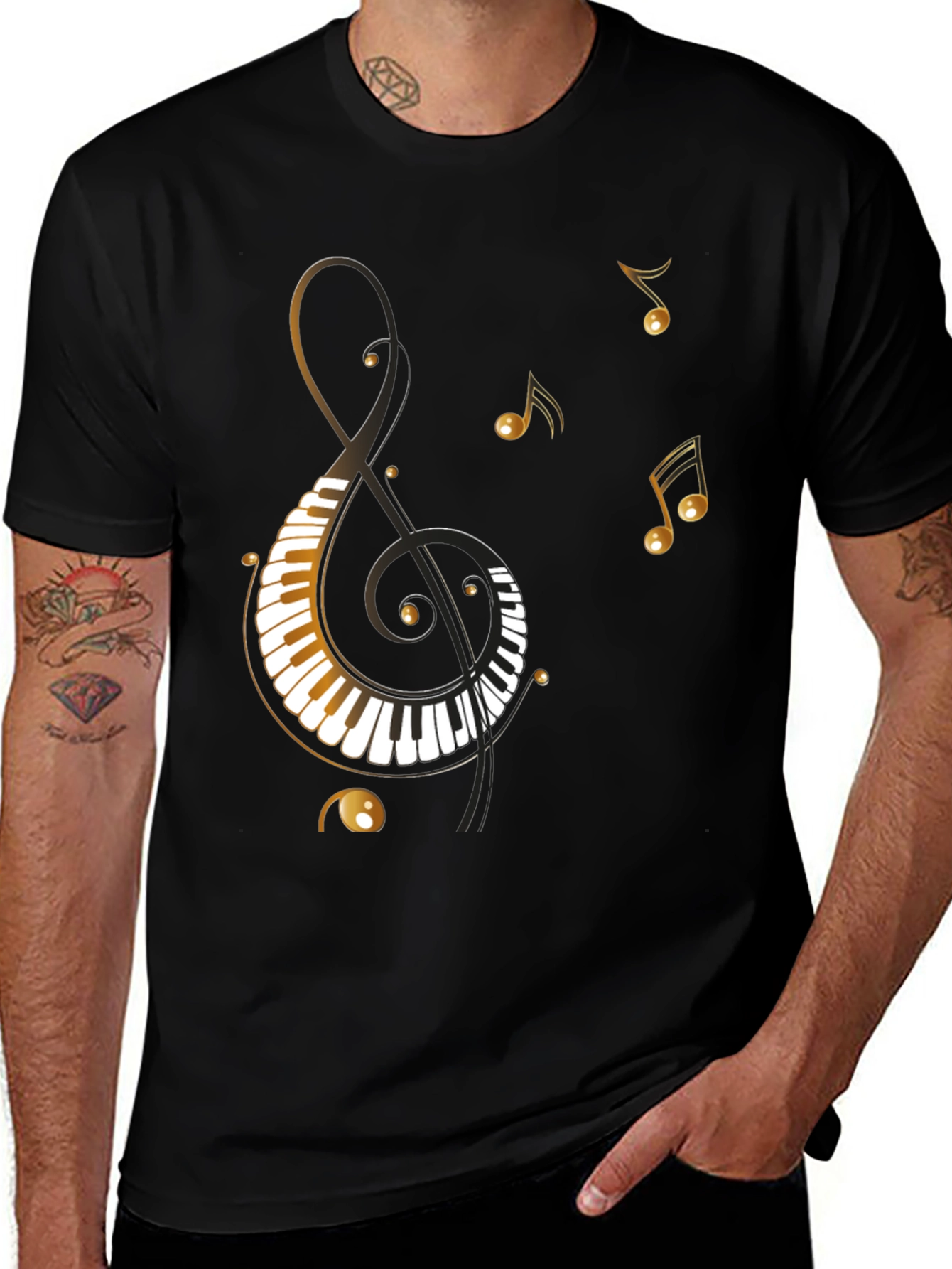 Musical Notes Piano Clef Graphic T-Shirt