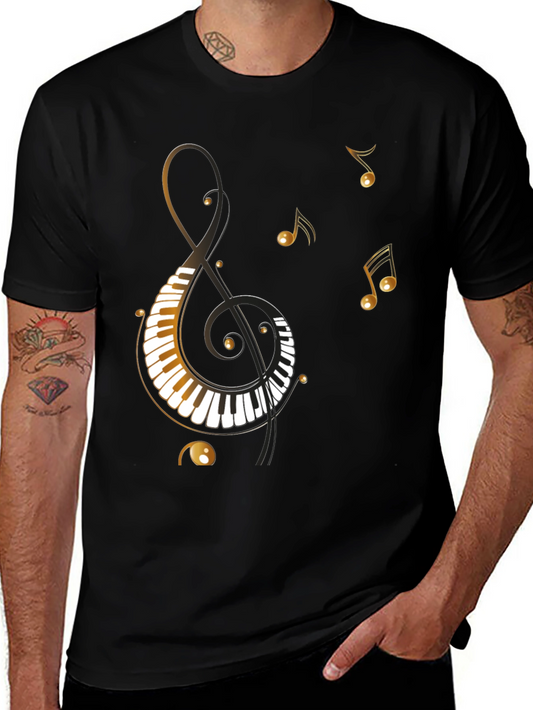 Musical Notes Piano Clef Graphic T-Shirt