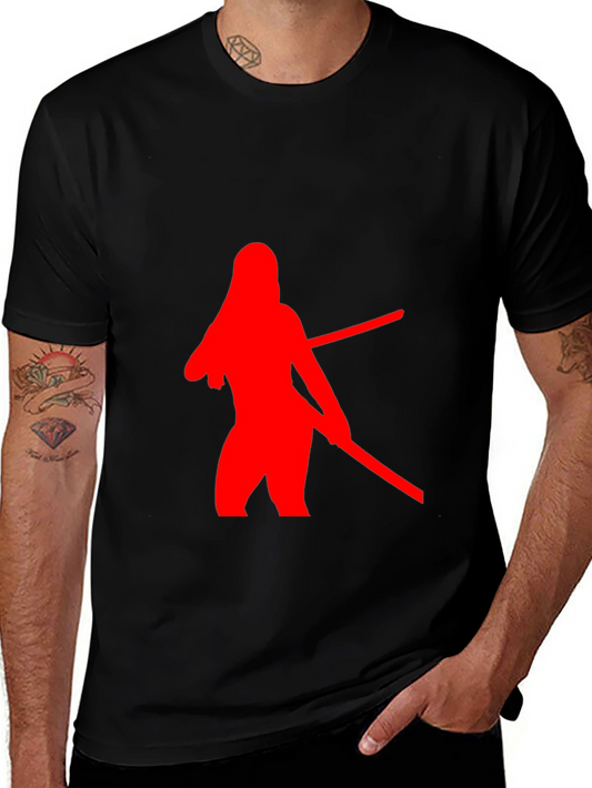 Red Silhouette Graphic Black T-Shirt