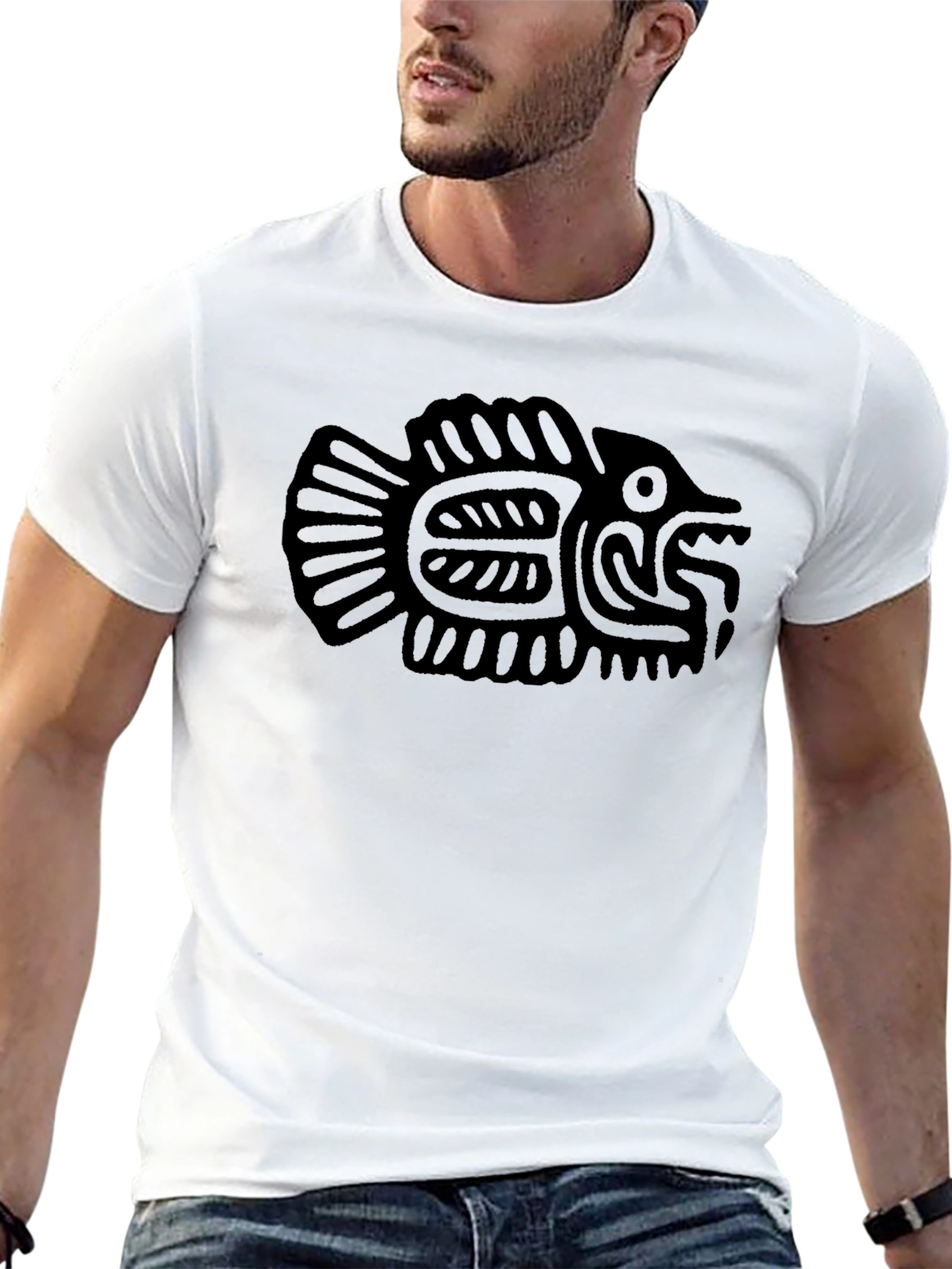 Aztec Fish Graphic Black T-Shirt
