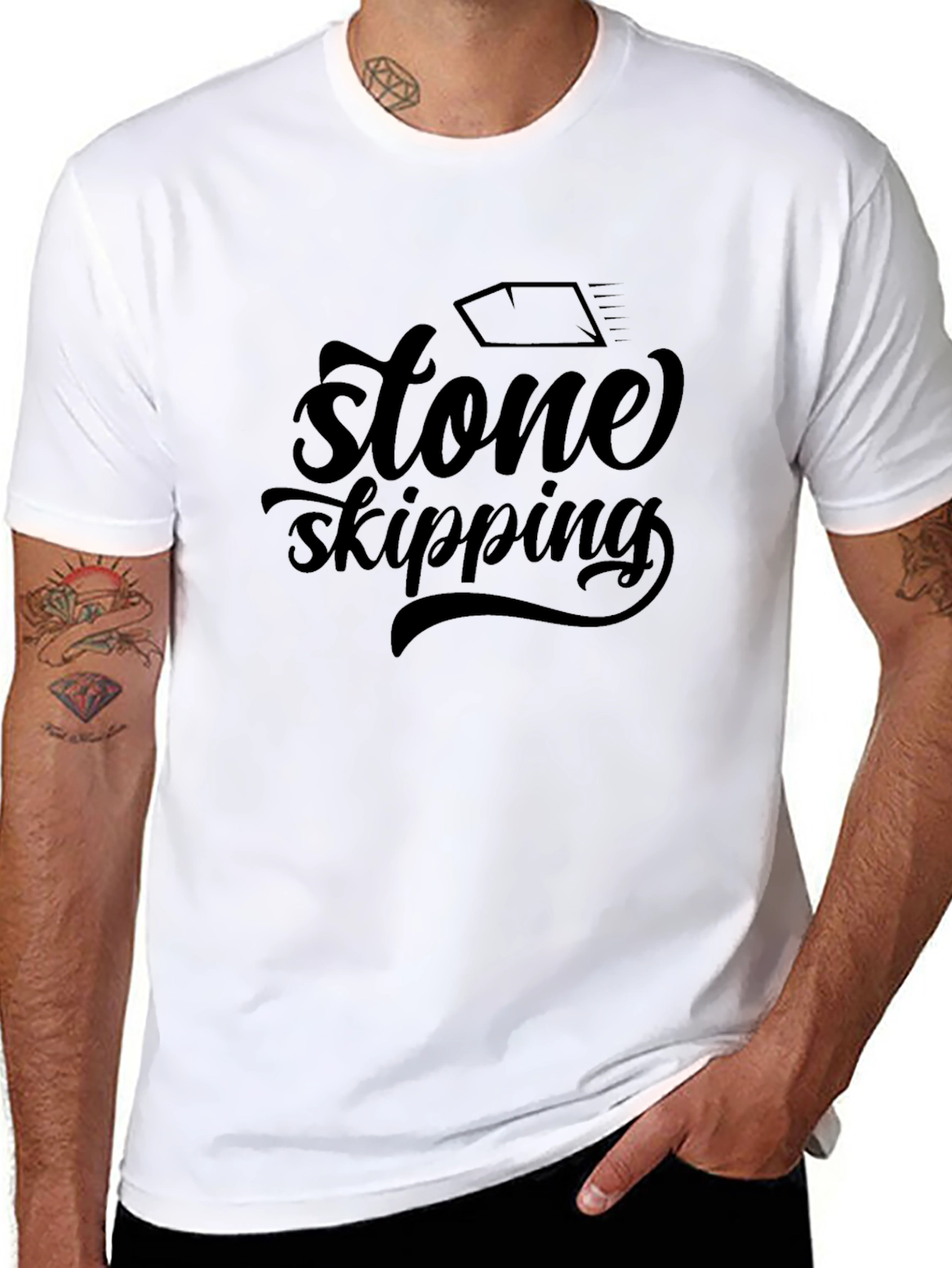Stone Skipping Graphic Tee - Black