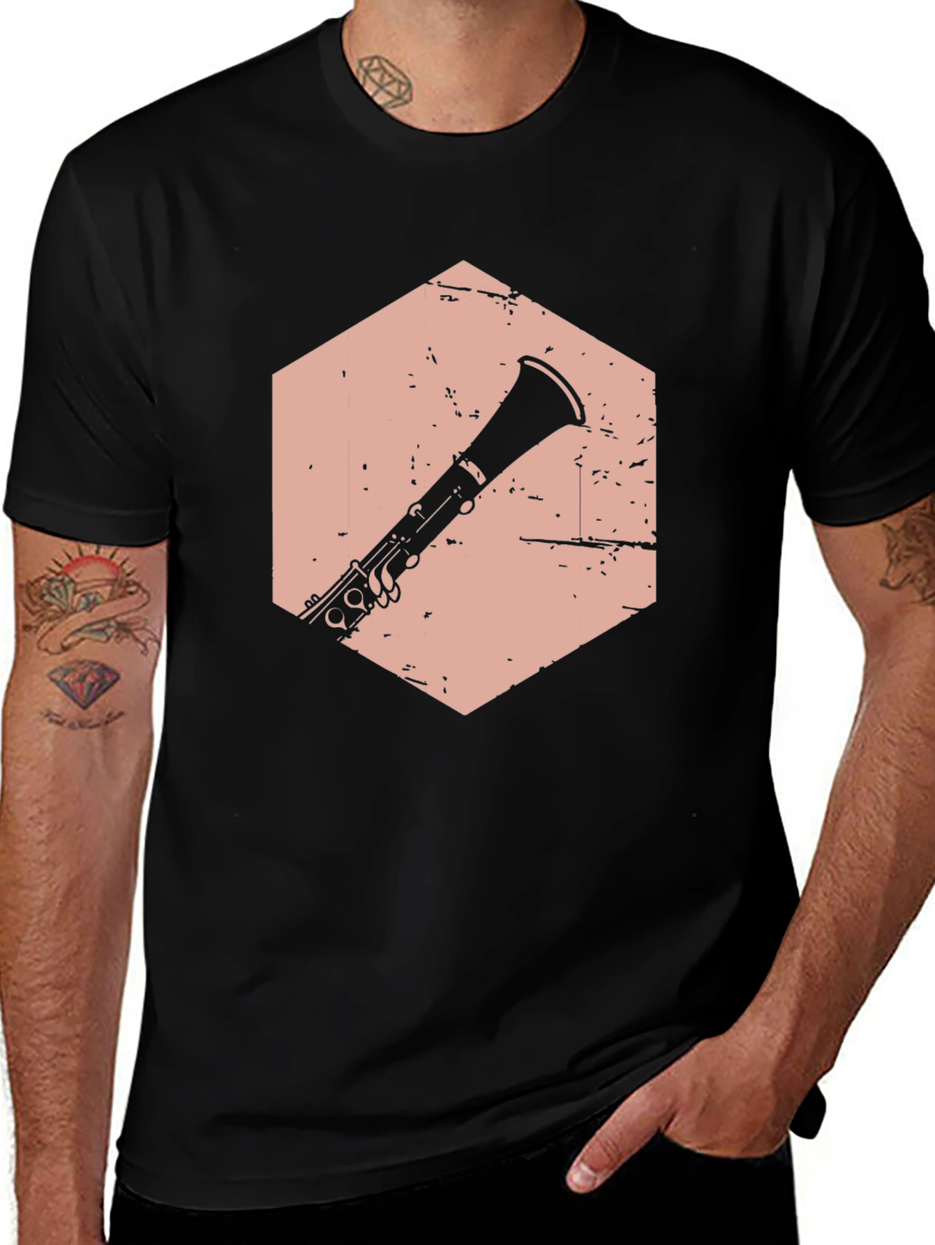 Clarinet Graphic Tee - Musicians Black T-Shirt