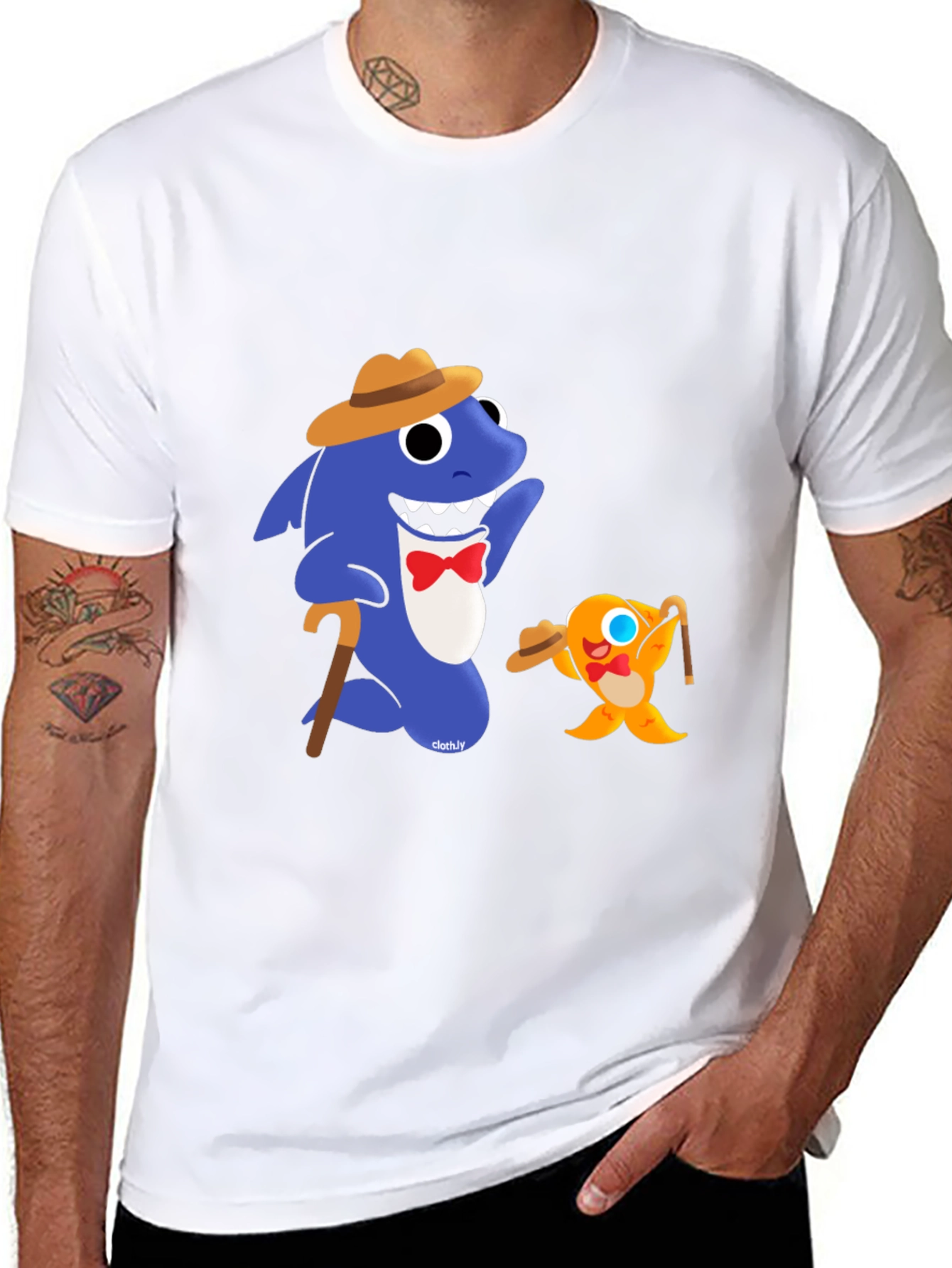 Baby Shark Gangster T-Shirt Funny Cartoon Tee