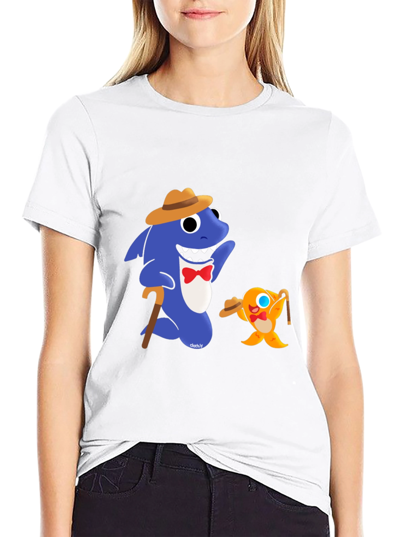 Baby Shark Gangster T-Shirt Funny Cartoon Tee