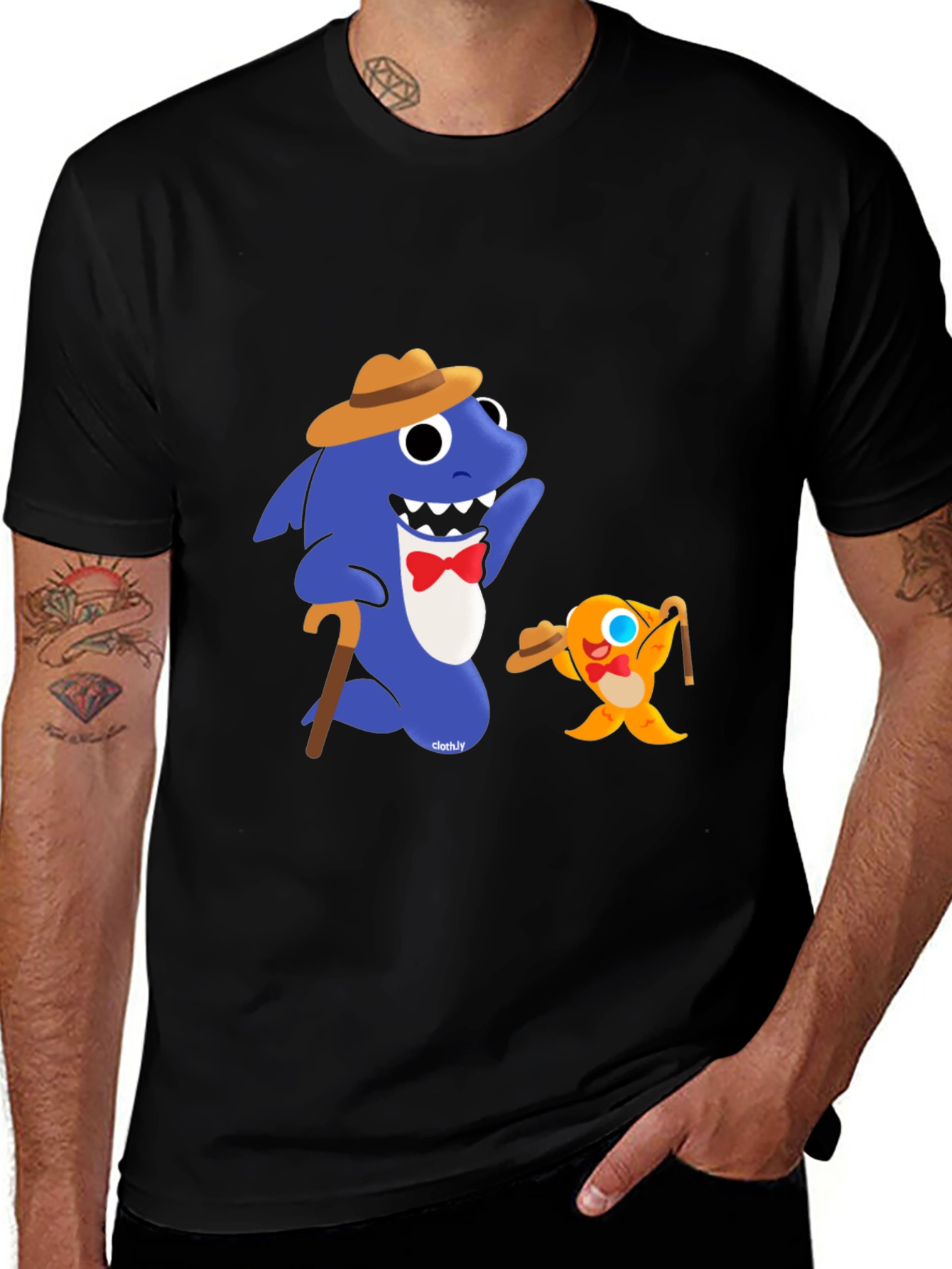 Baby Shark Gangster T-Shirt Funny Cartoon Tee