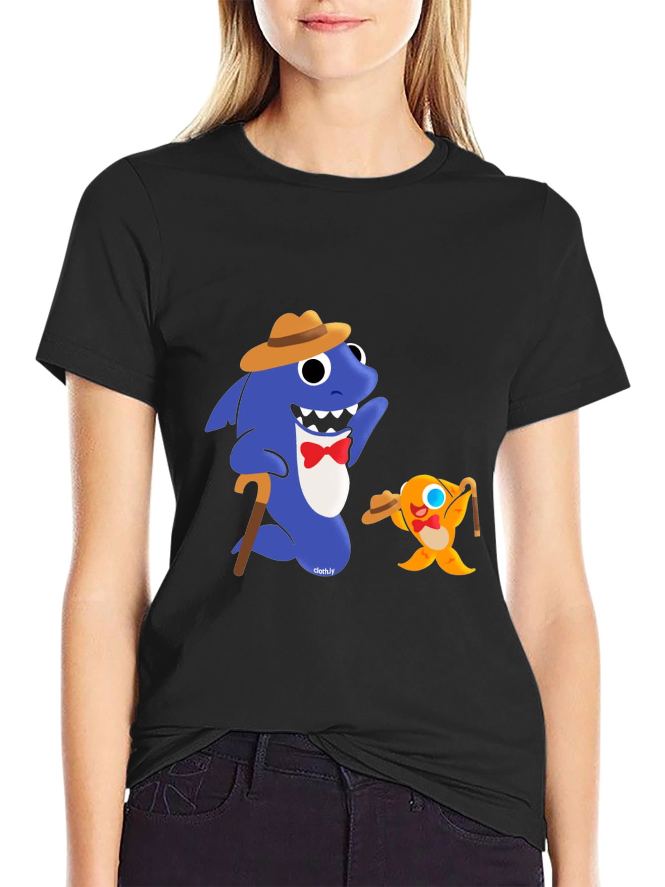 Baby Shark Gangster T-Shirt Funny Cartoon Tee
