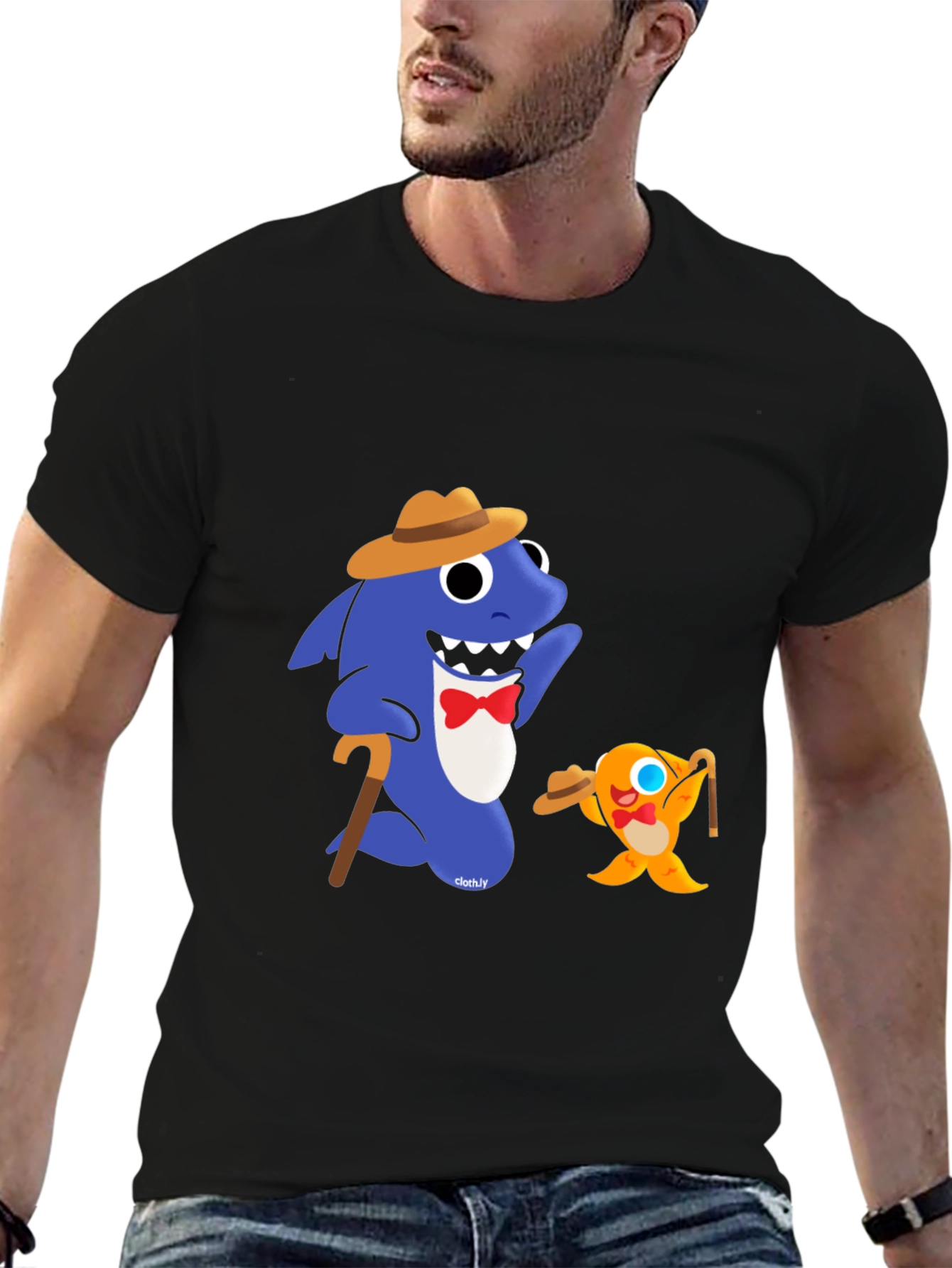 Baby Shark Gangster T-Shirt Funny Cartoon Tee
