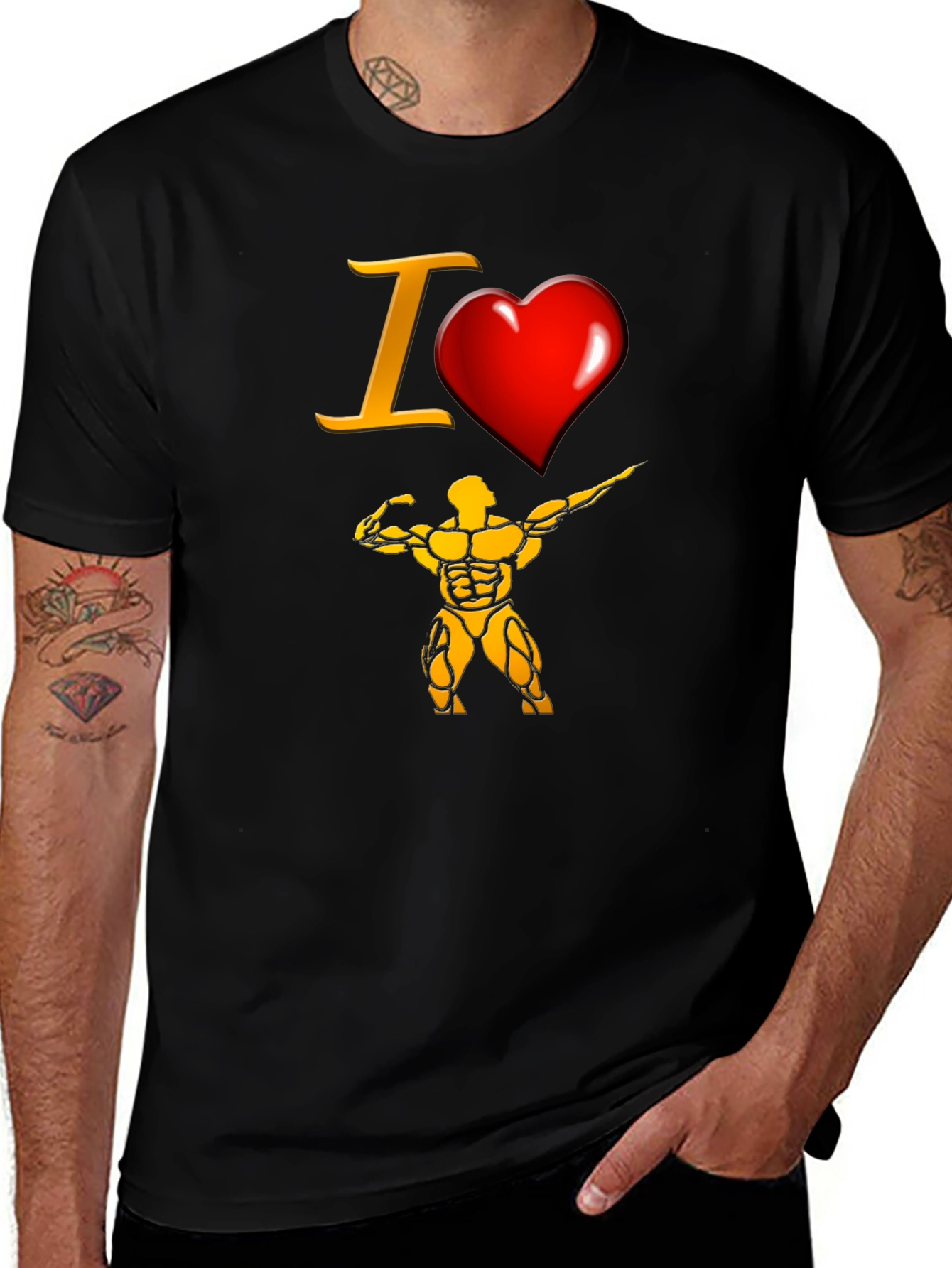 I Heart Bodybuilding Black T-Shirt