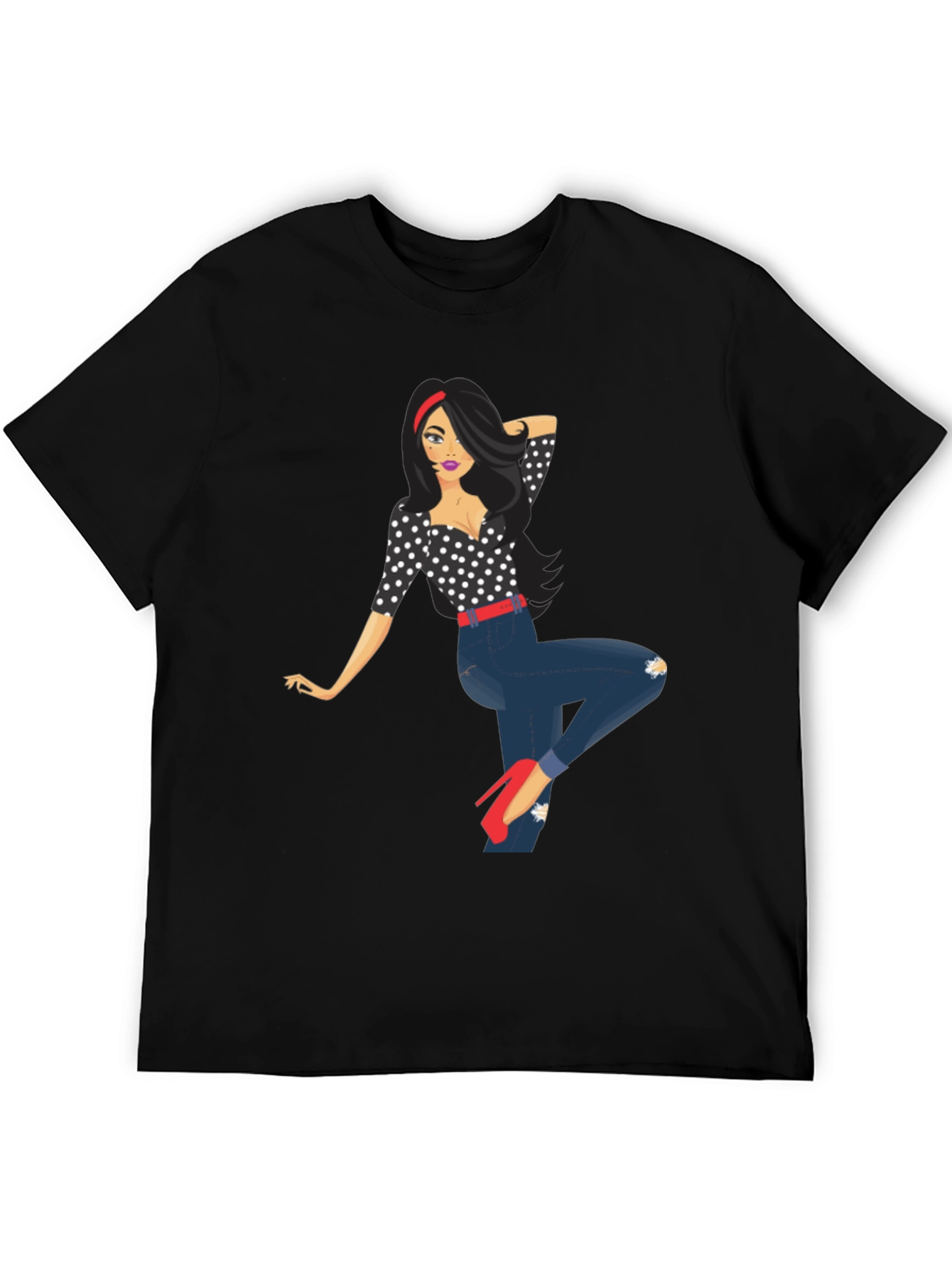 Polka Dot Pin-Up Girl Graphic Tee