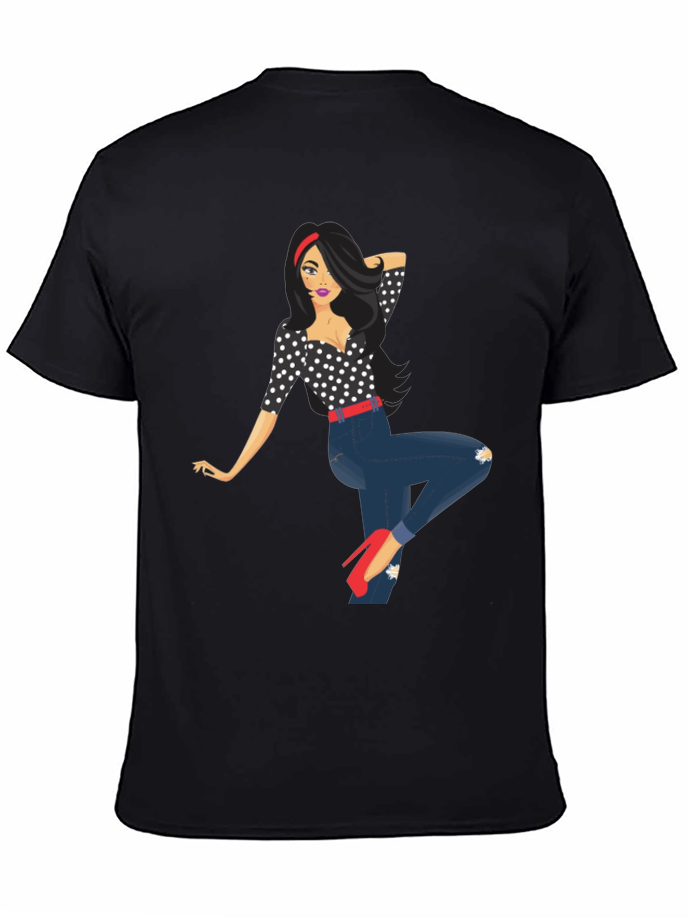 Polka Dot Pin-Up Girl Graphic Tee