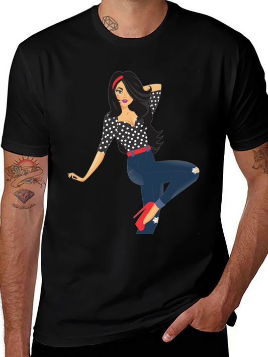 Polka Dot Pin-Up Girl Graphic Tee
