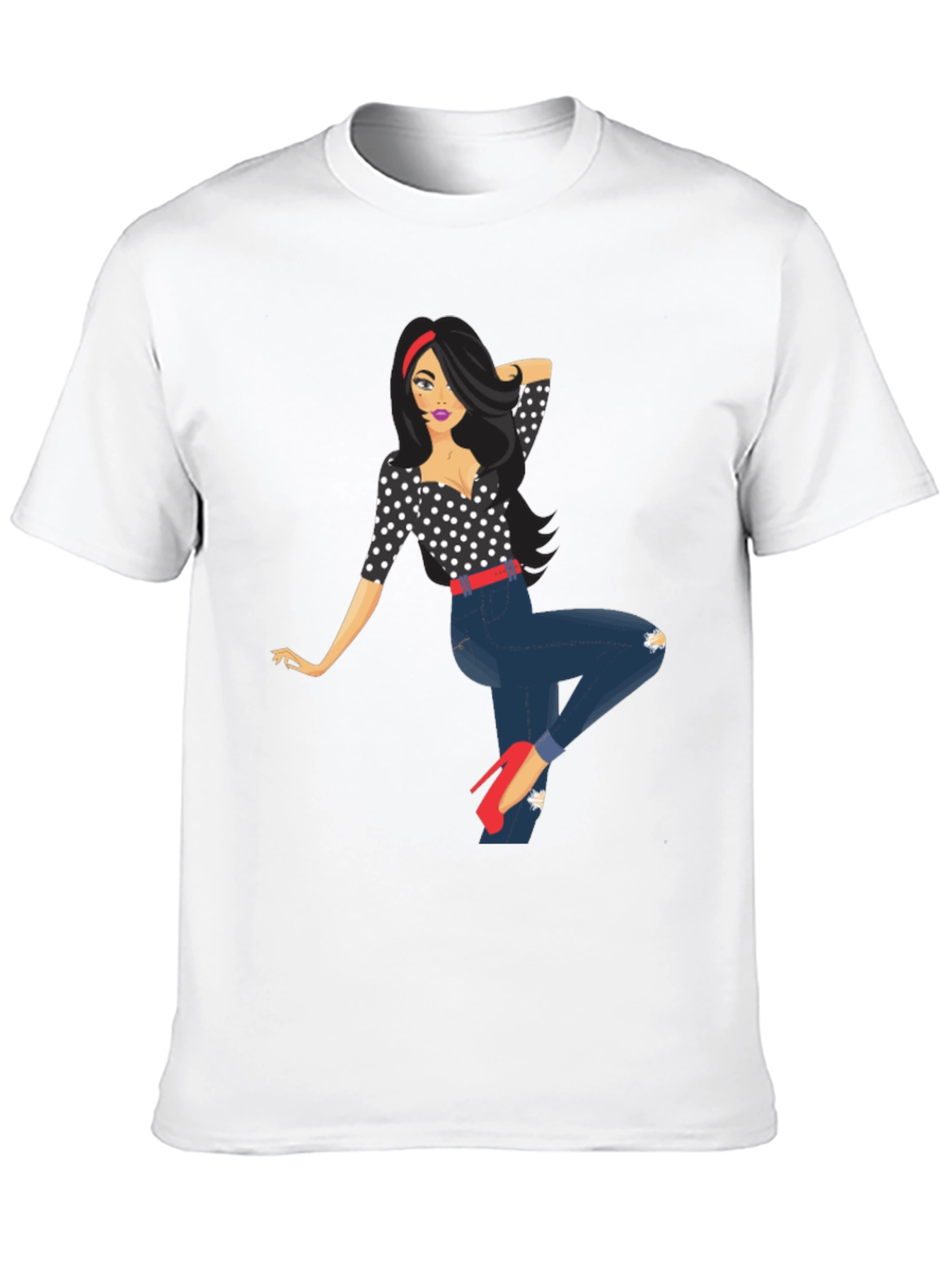 Polka Dot Pin-Up Girl Graphic Tee