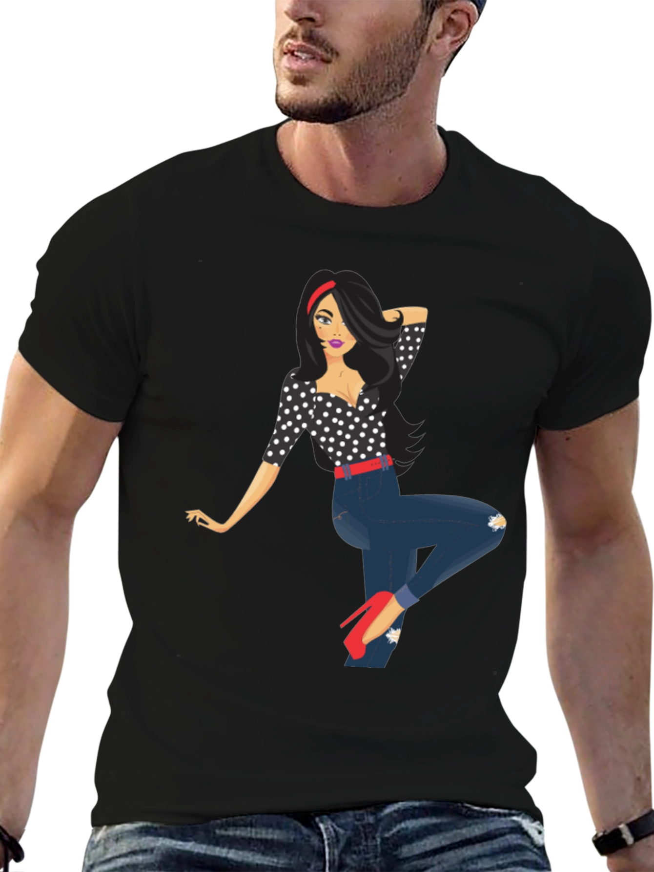 Polka Dot Pin-Up Girl Graphic Tee
