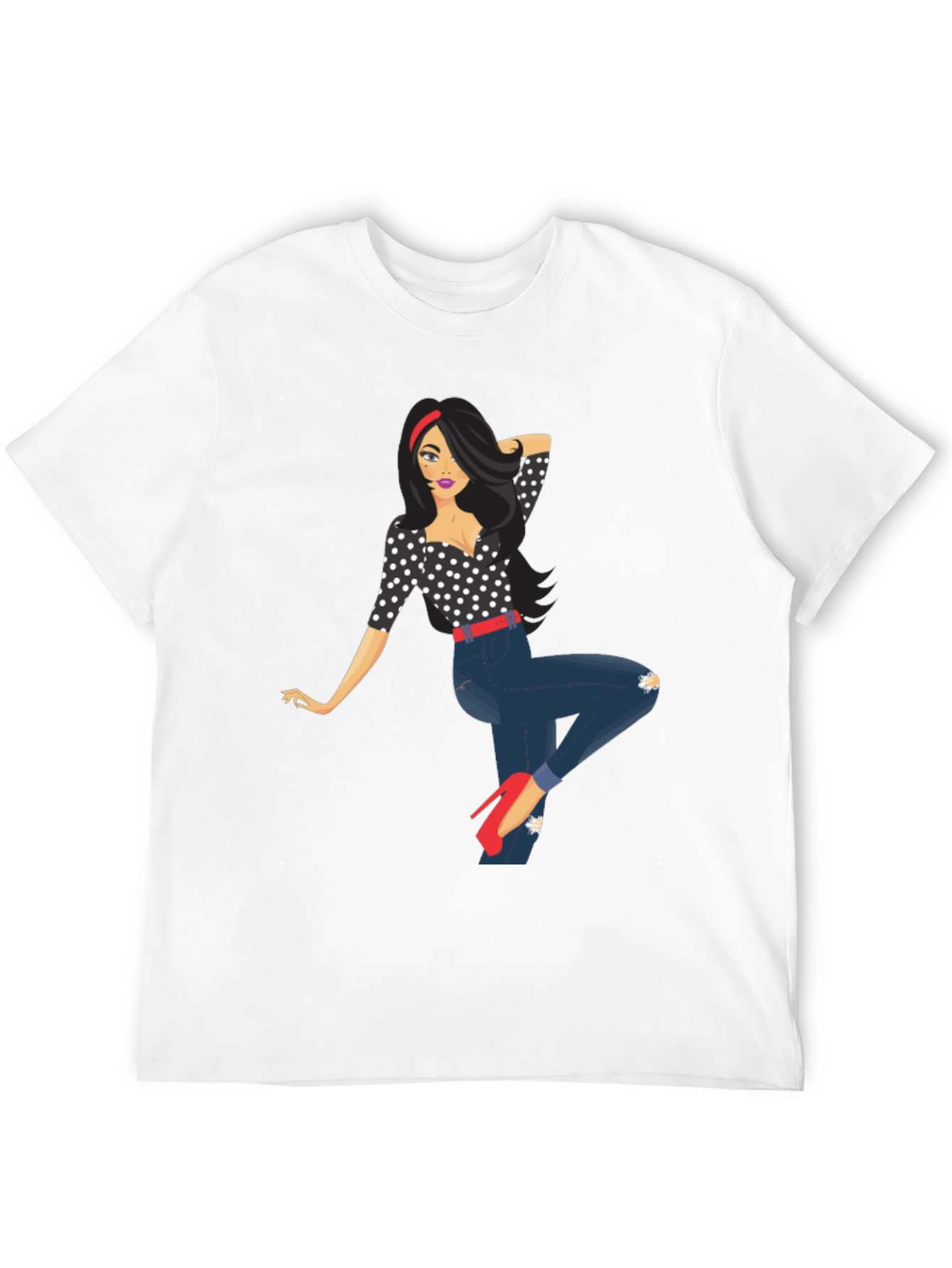 Polka Dot Pin-Up Girl Graphic Tee