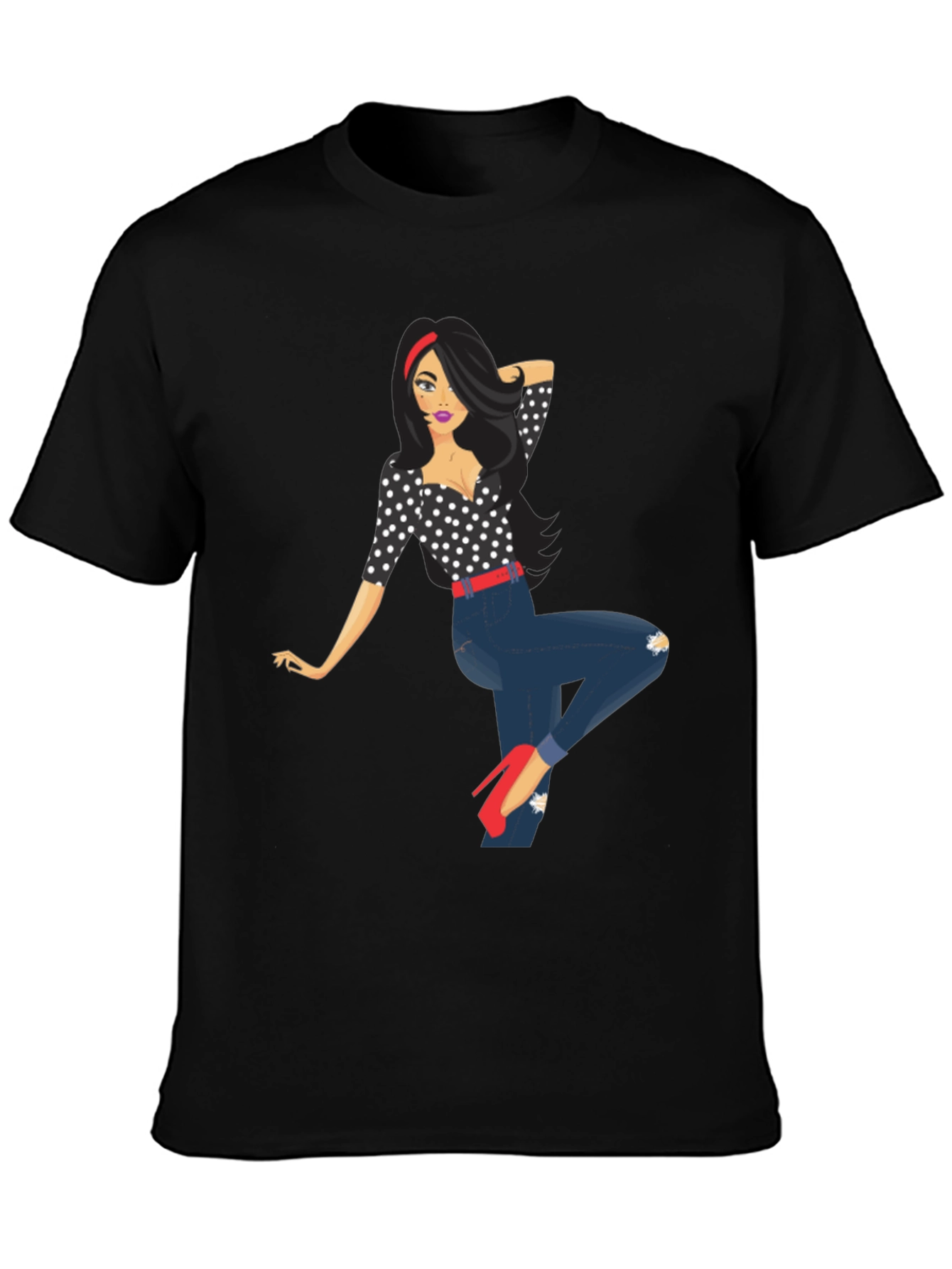 Polka Dot Pin-Up Girl Graphic Tee