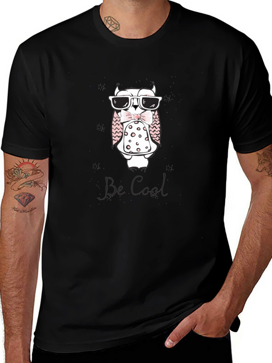 Cool Owl Graphic T-Shirt - Black
