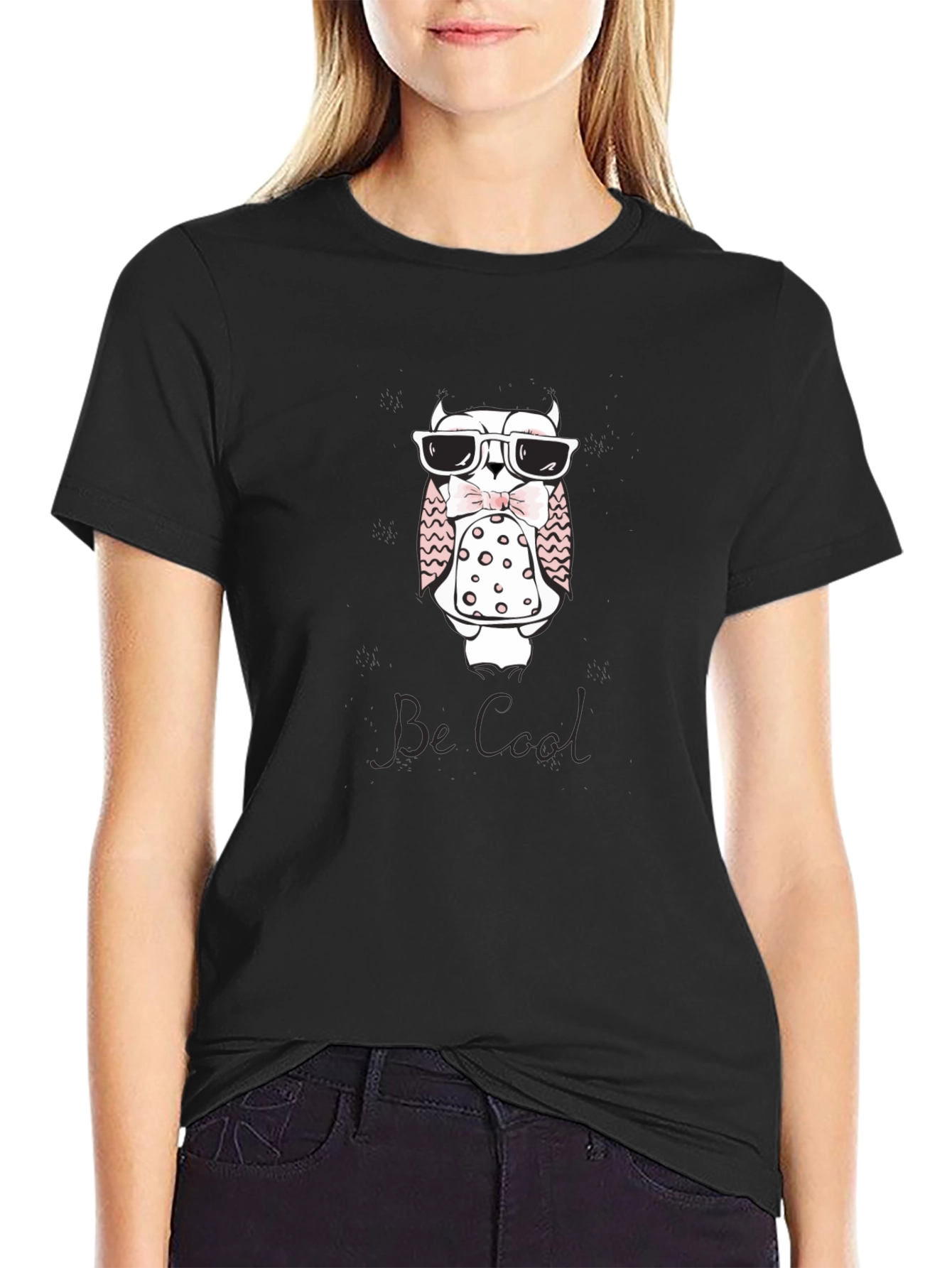 Cool Owl Graphic T-Shirt - Black