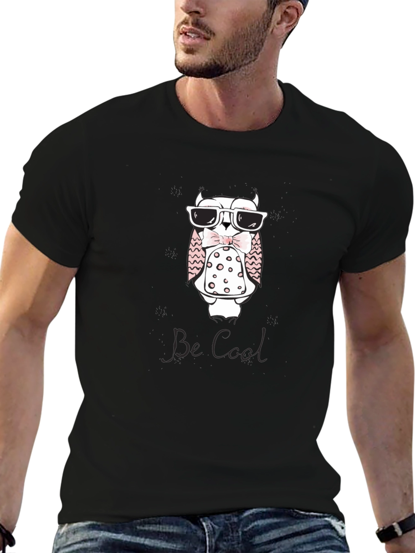 Cool Owl Graphic T-Shirt - Black