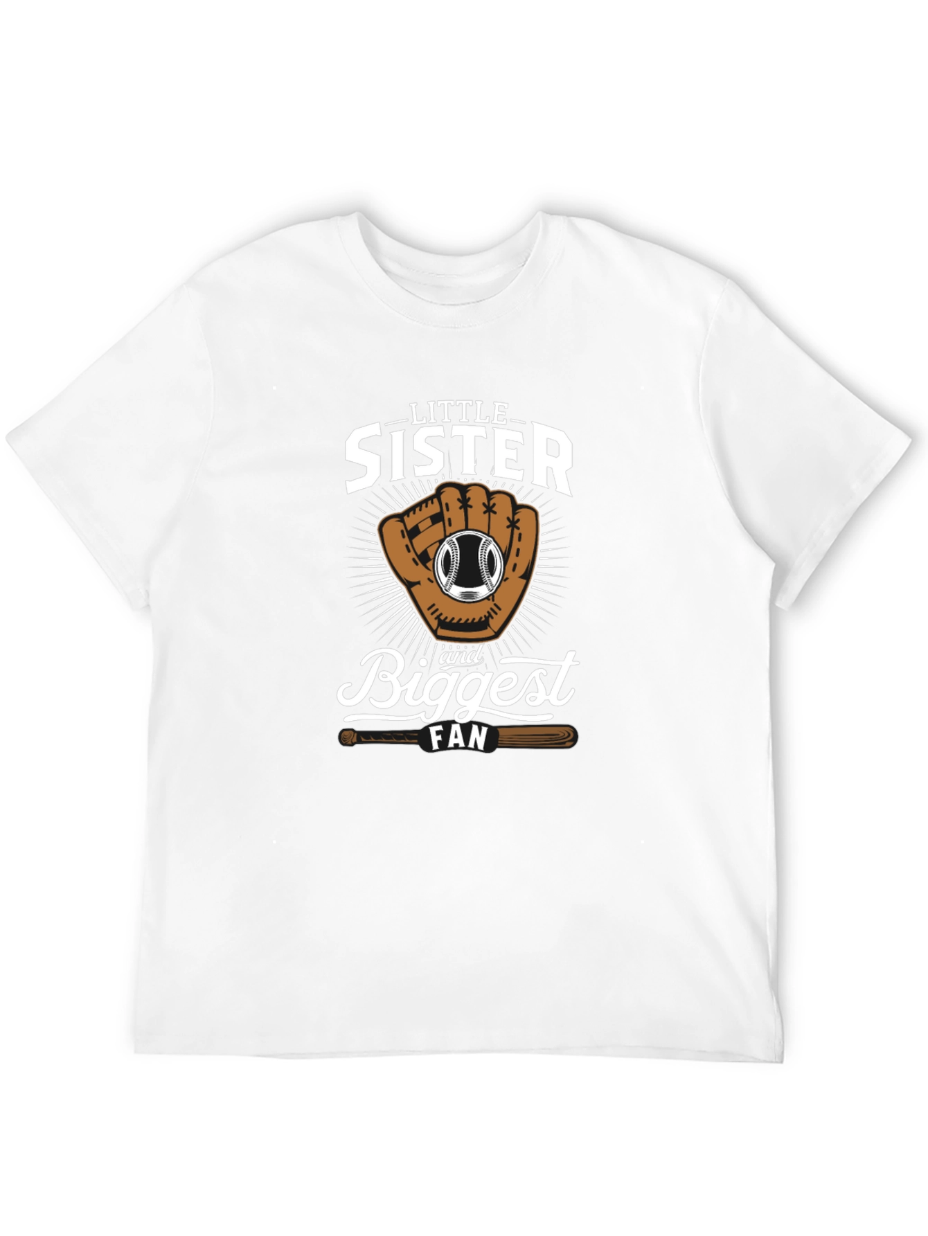 Little Sisters Biggest Fan Baseball T-Shirt