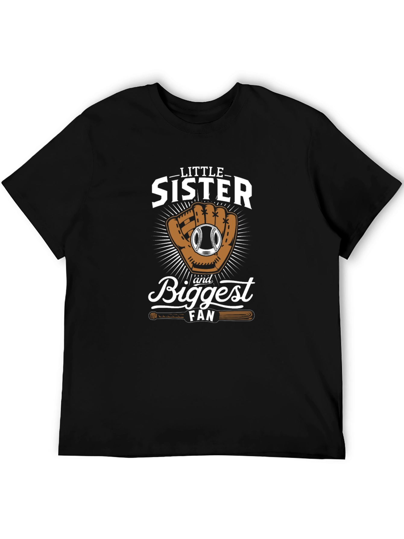 Little Sisters Biggest Fan Baseball T-Shirt