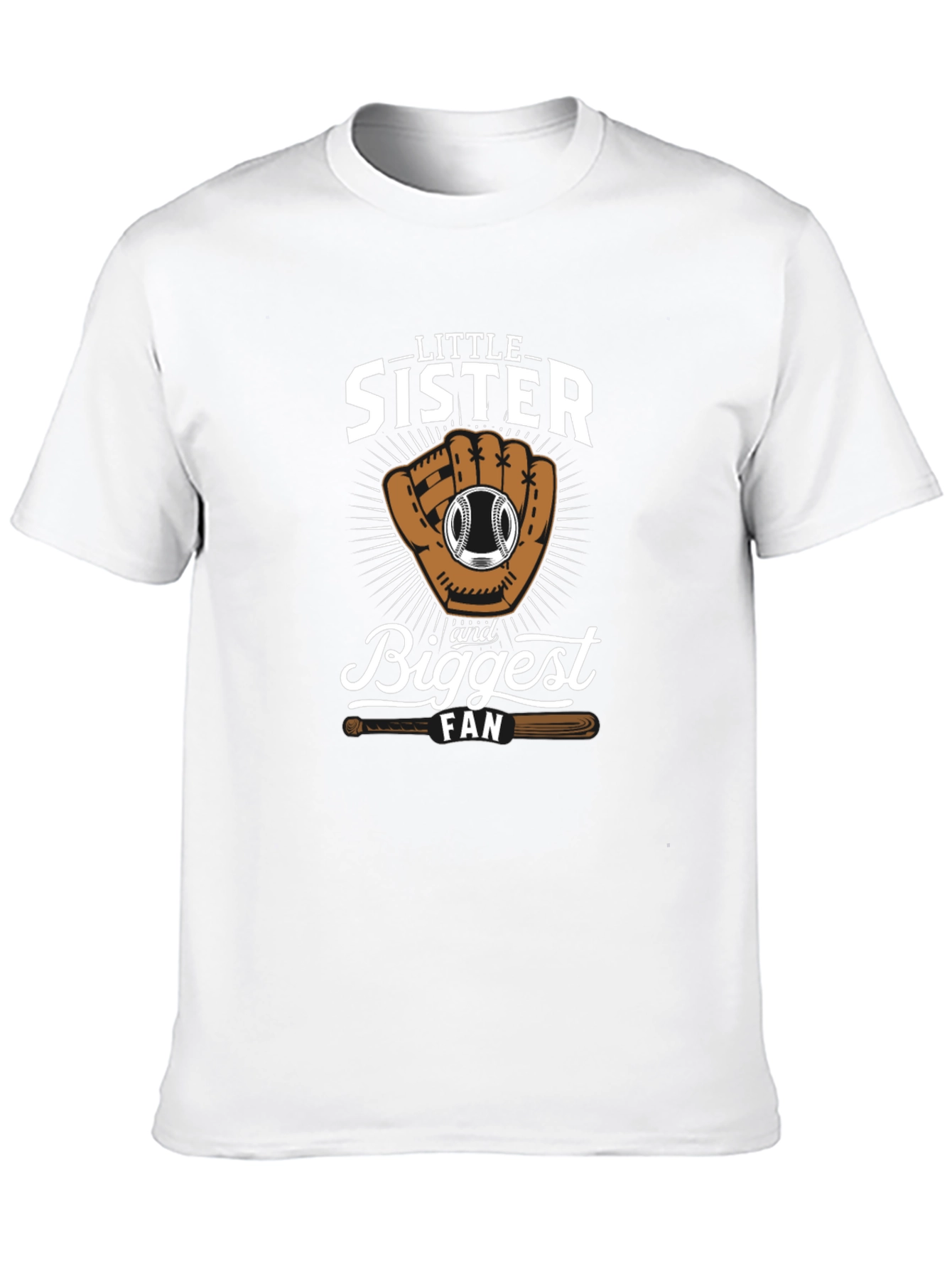 Little Sisters Biggest Fan Baseball T-Shirt