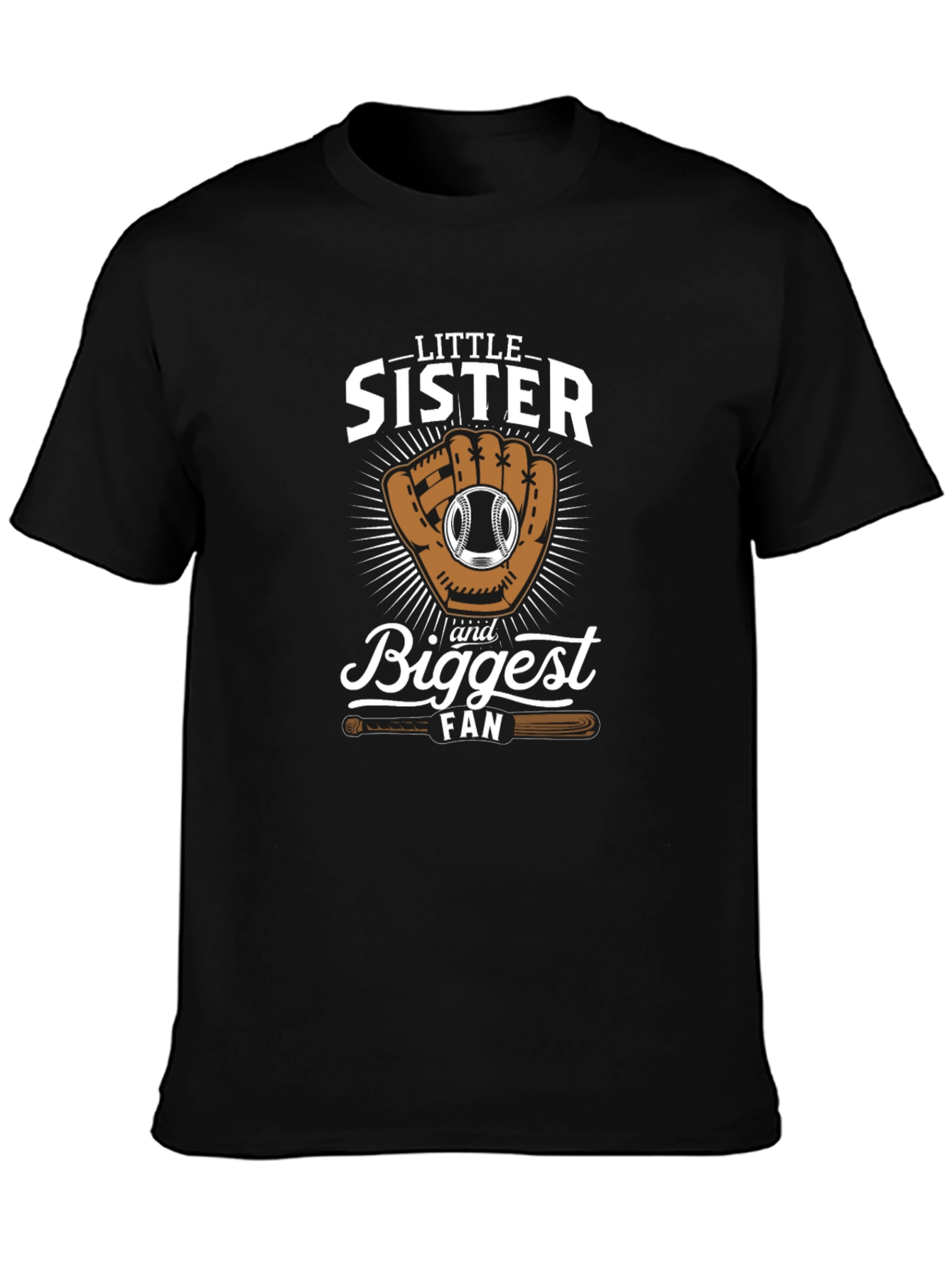Little Sisters Biggest Fan Baseball T-Shirt