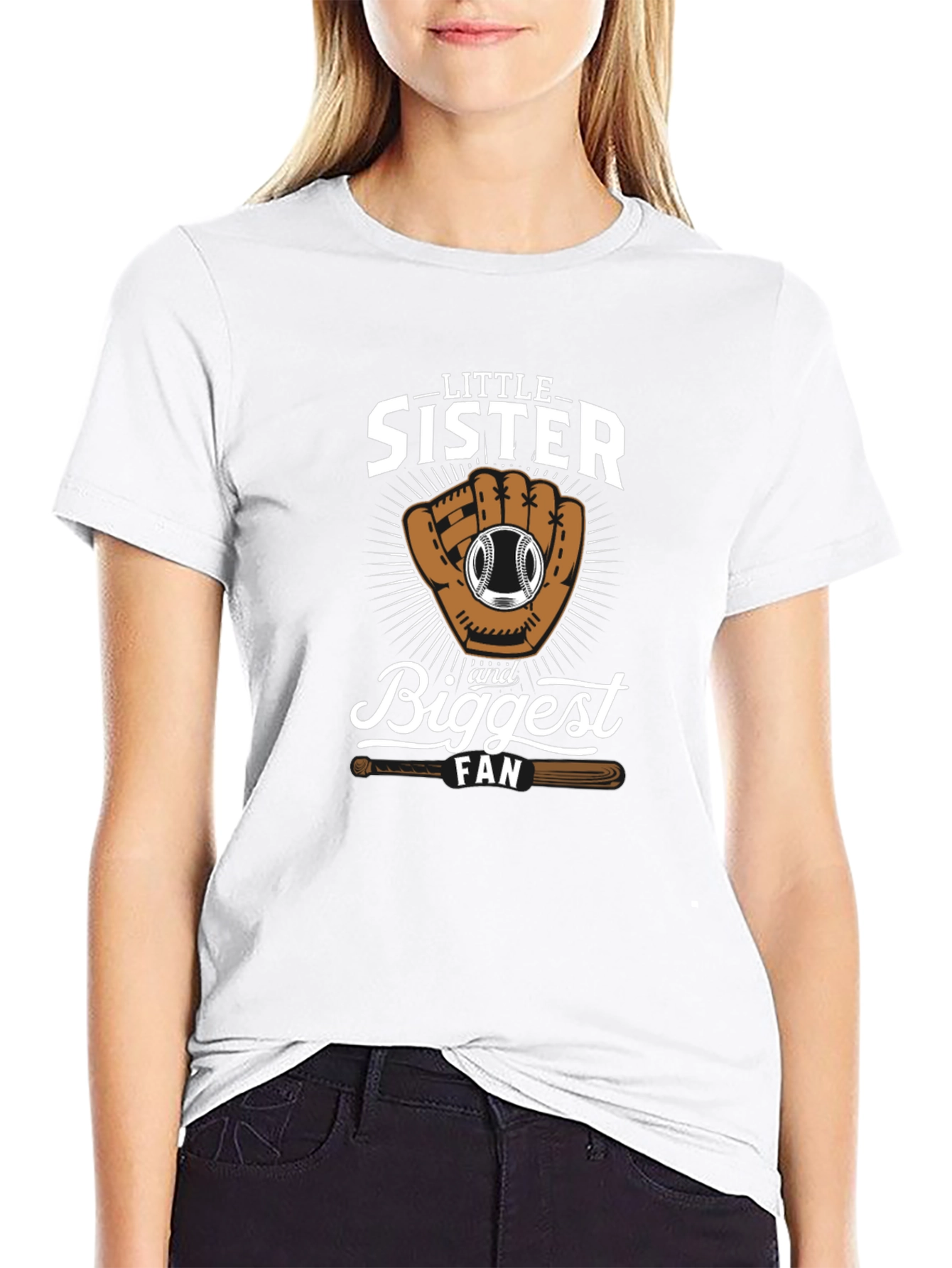 Little Sisters Biggest Fan Baseball T-Shirt