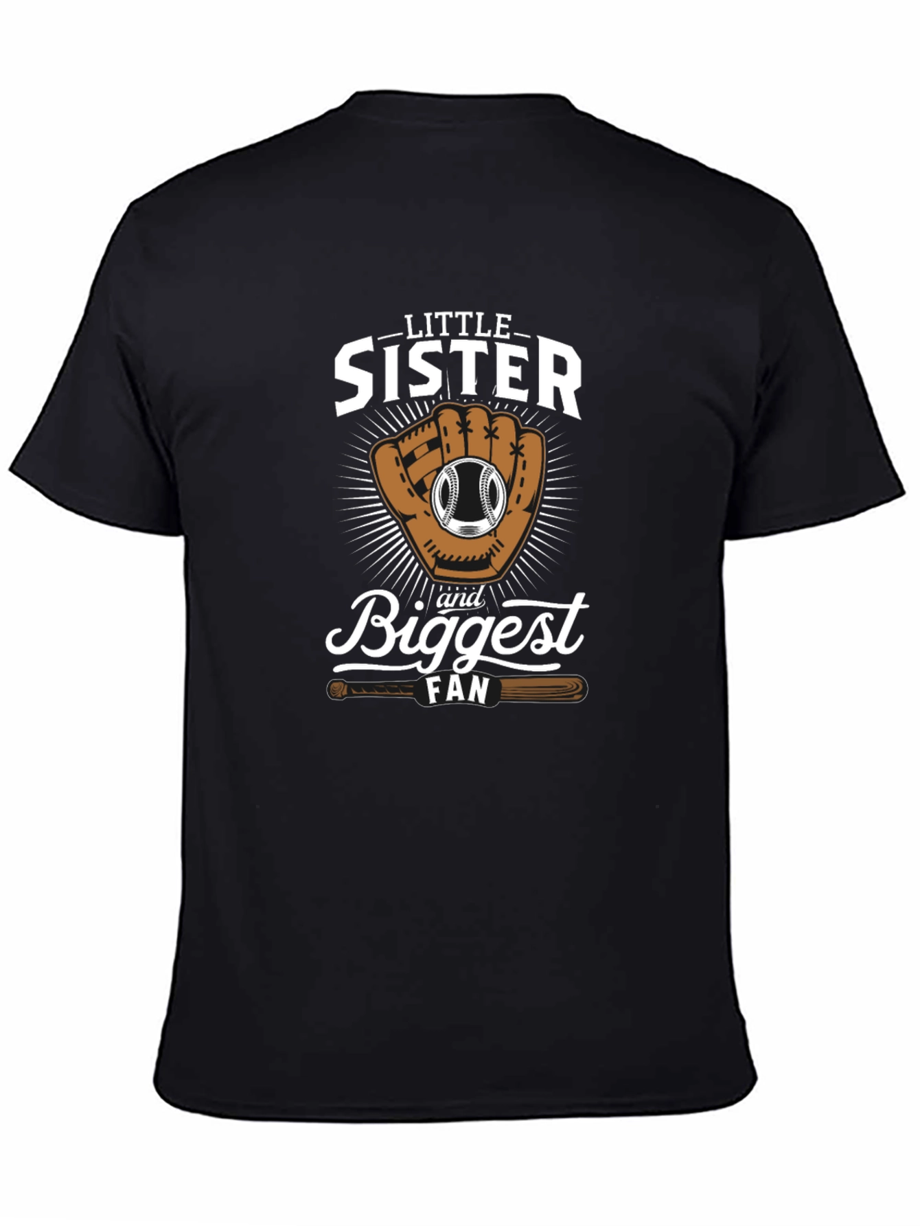 Little Sisters Biggest Fan Baseball T-Shirt