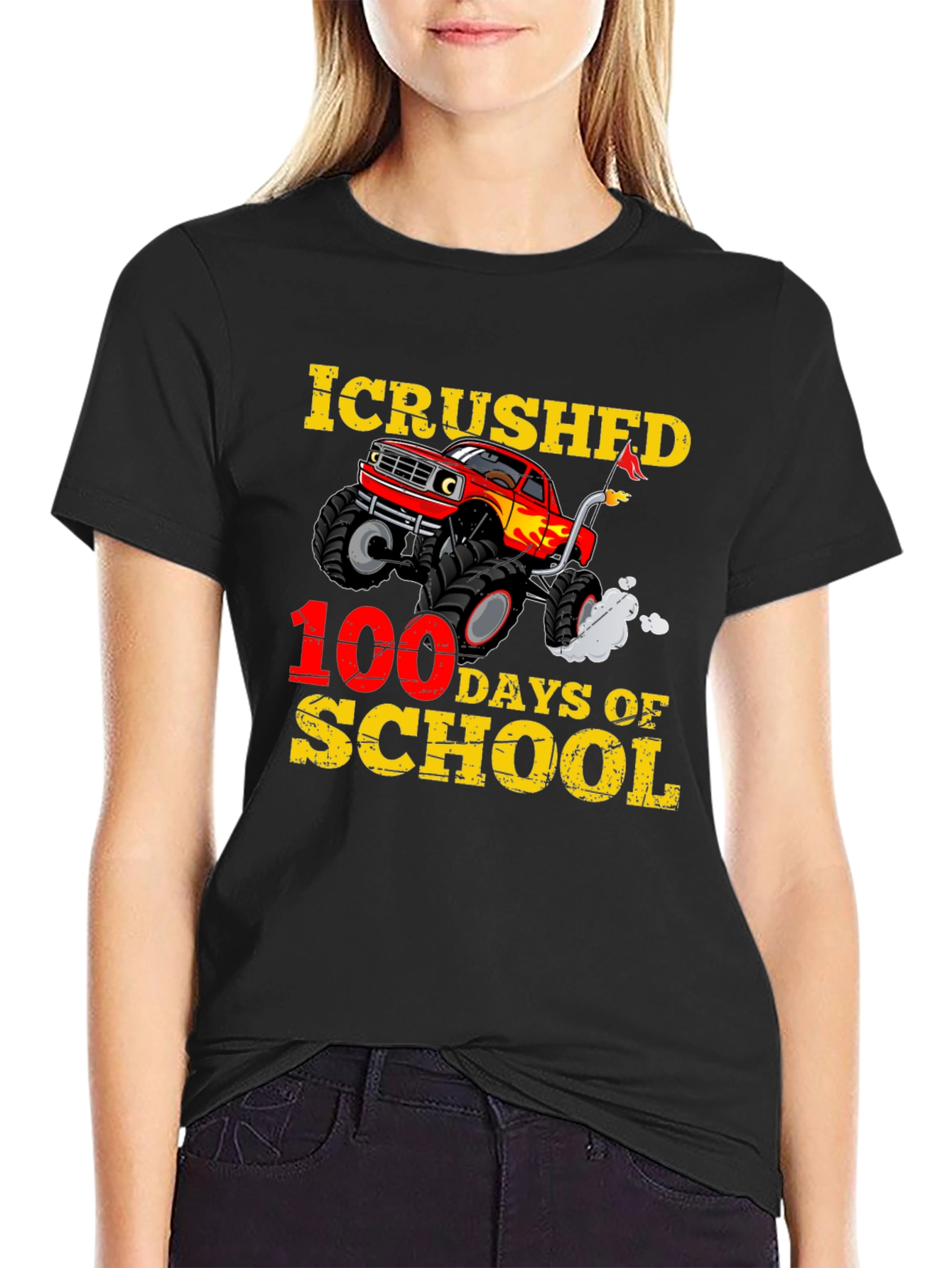 I Crushed 100 Days of School Monster Truck T-Shirt