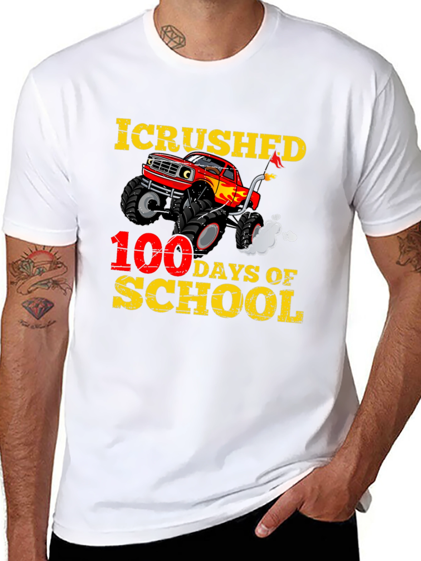 I Crushed 100 Days of School Monster Truck T-Shirt