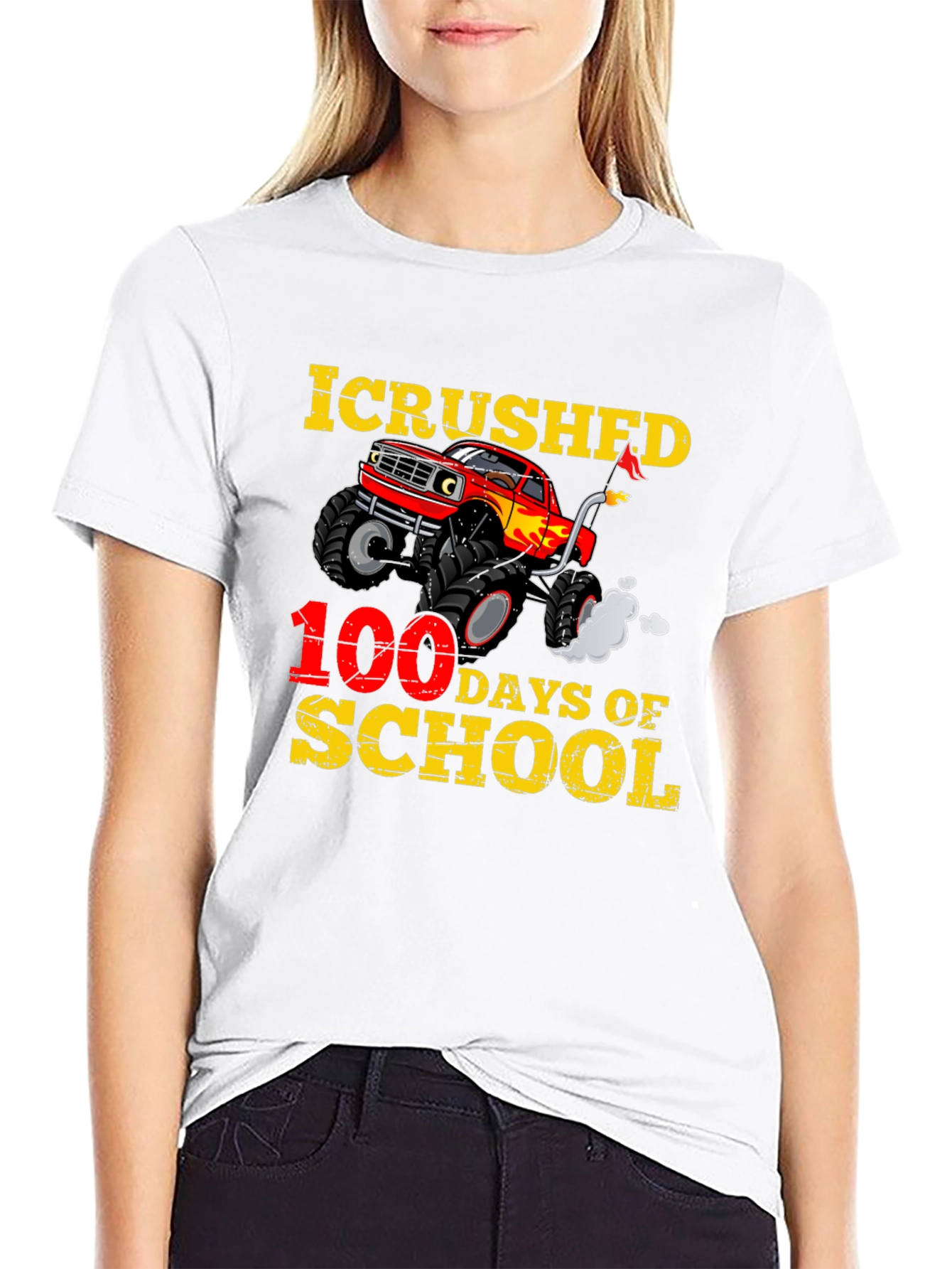 I Crushed 100 Days of School Monster Truck T-Shirt