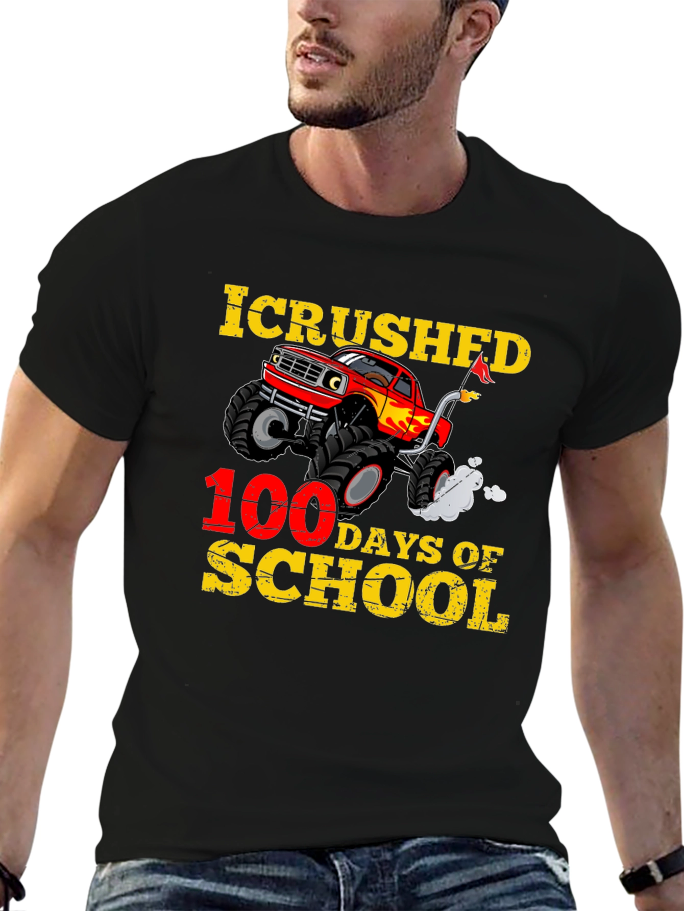 I Crushed 100 Days of School Monster Truck T-Shirt