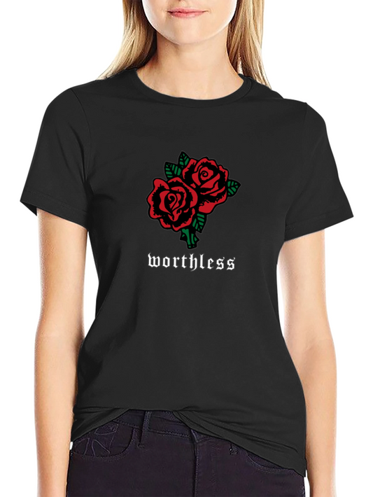 Worthless Roses Graphic T-Shirt - Black